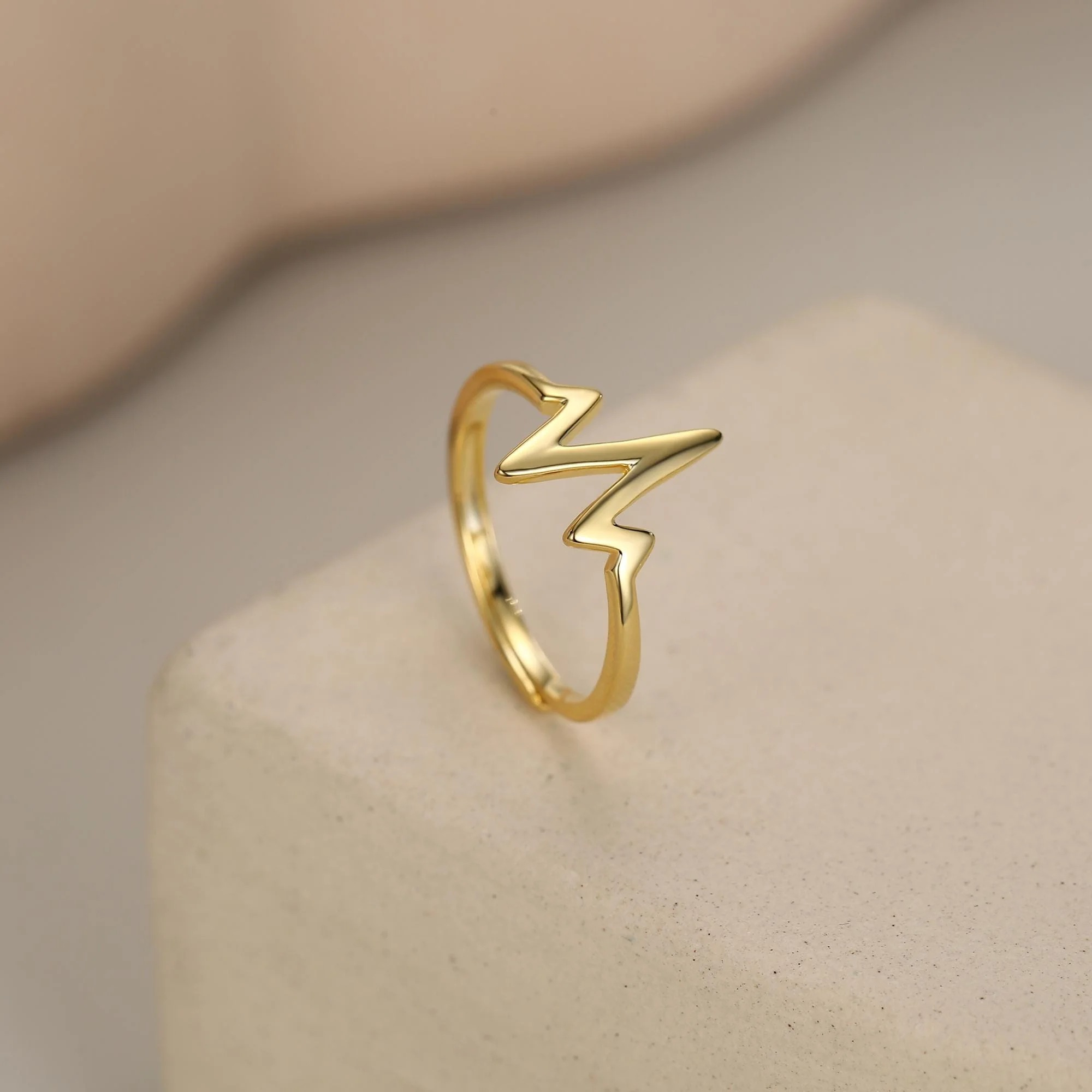 Dainty Heartbeat ECG Motif Ring - Image 8