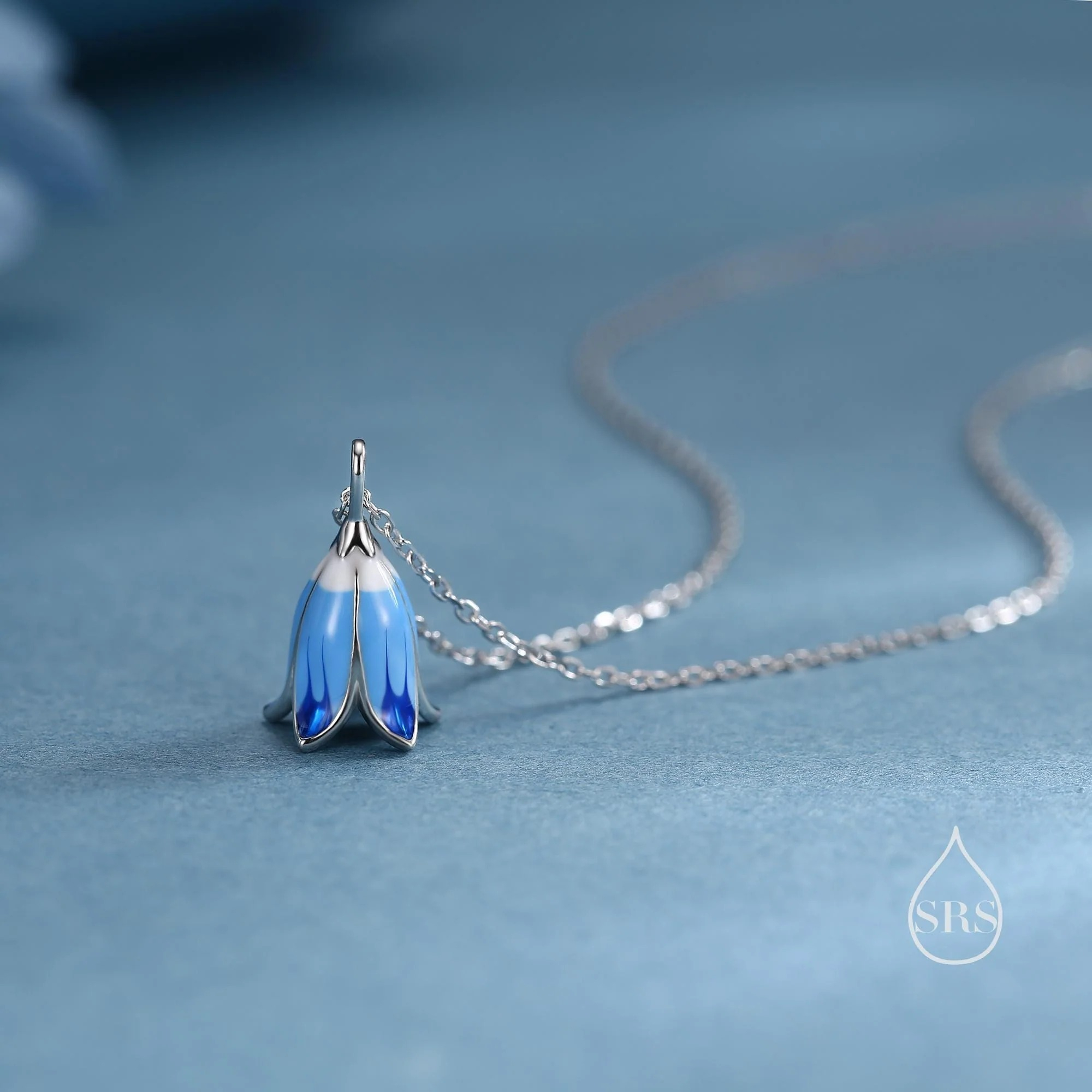 Enamel Bluebell Pendant Necklace - Image 5