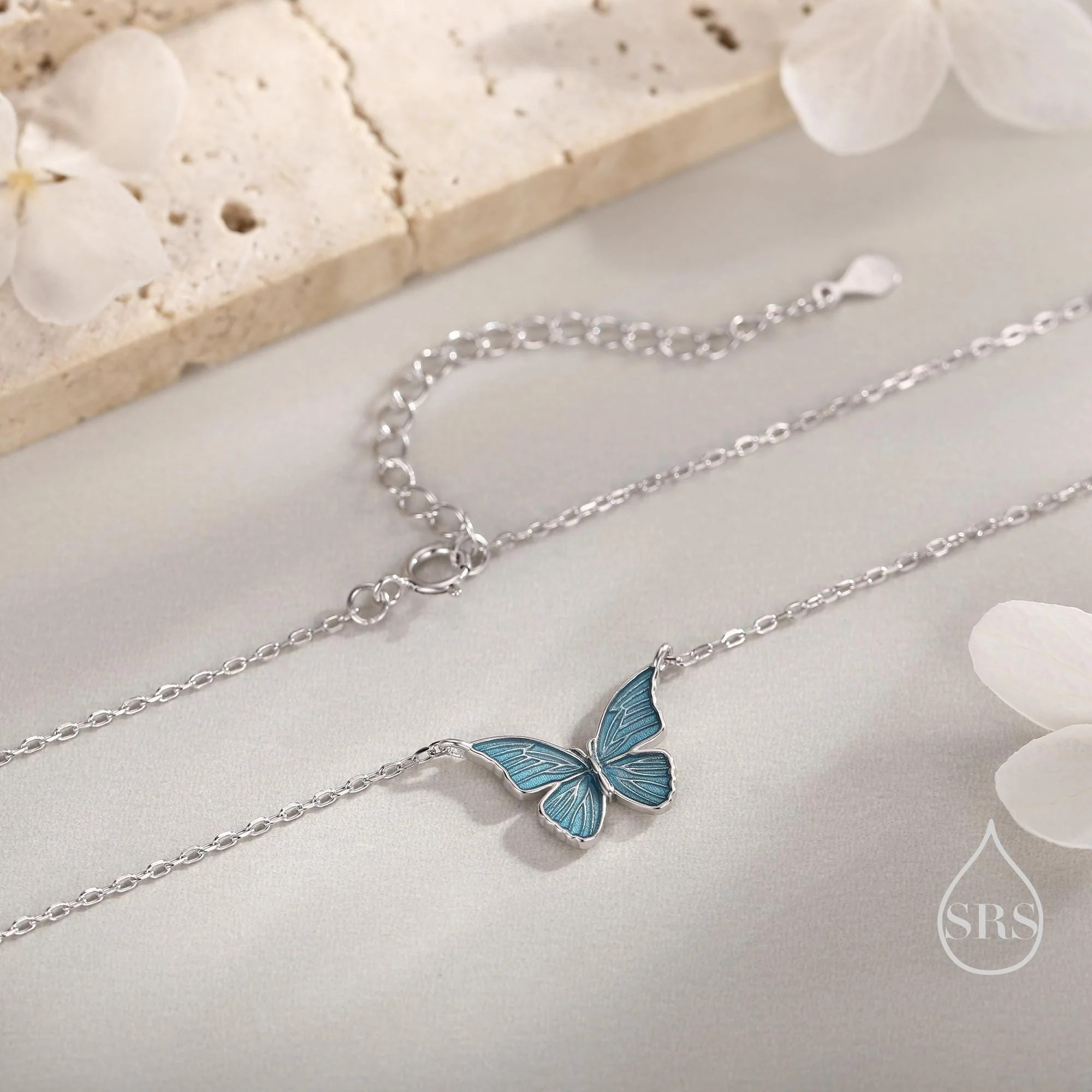 Blue Enamel Butterfly Charm Necklace - Image 5