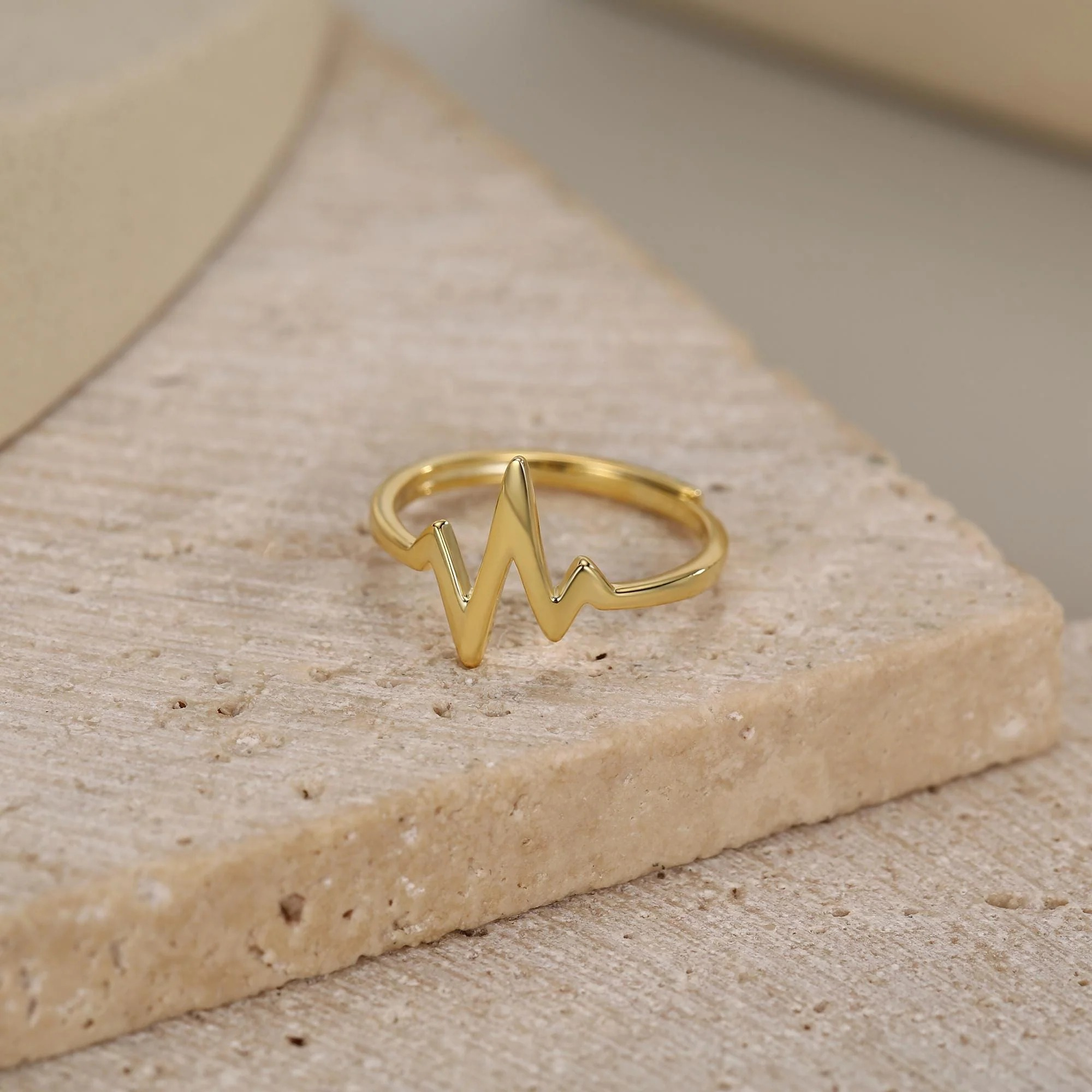 Dainty Heartbeat ECG Motif Ring - Image 9
