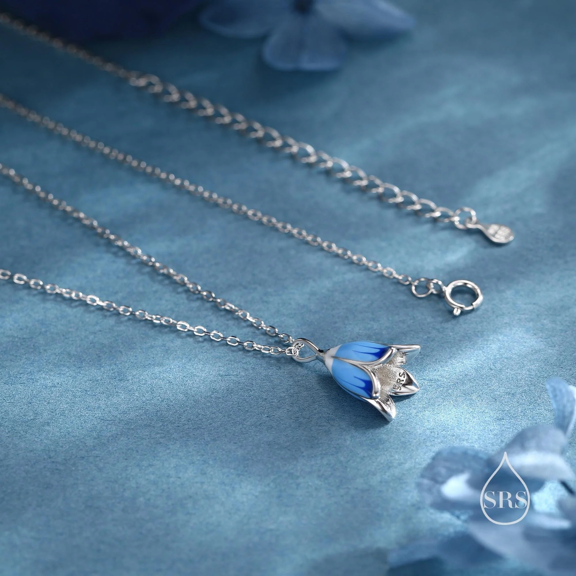 Enamel Bluebell Pendant Necklace - Image 7