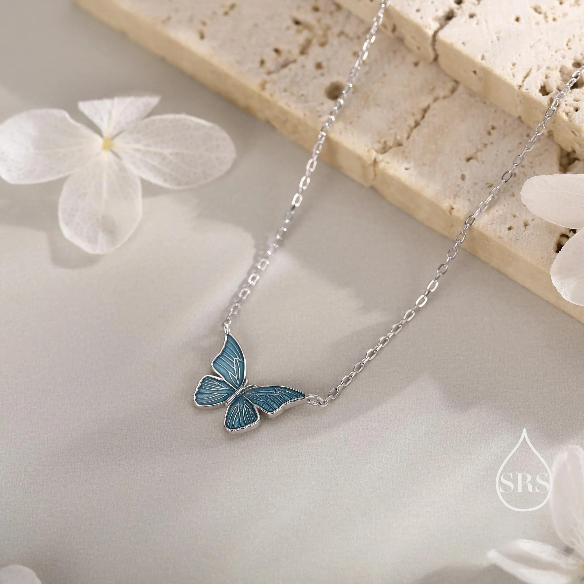 Blue Enamel Butterfly Charm Necklace - Image 7