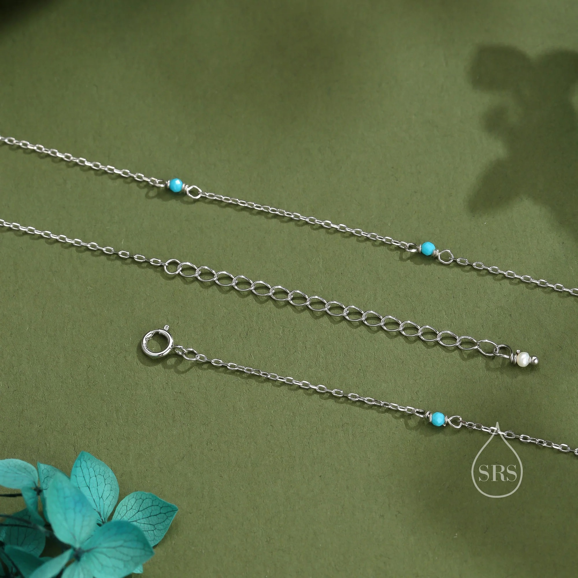 2mm Turquoise Beaded Satellite Chain Necklace - Image 7