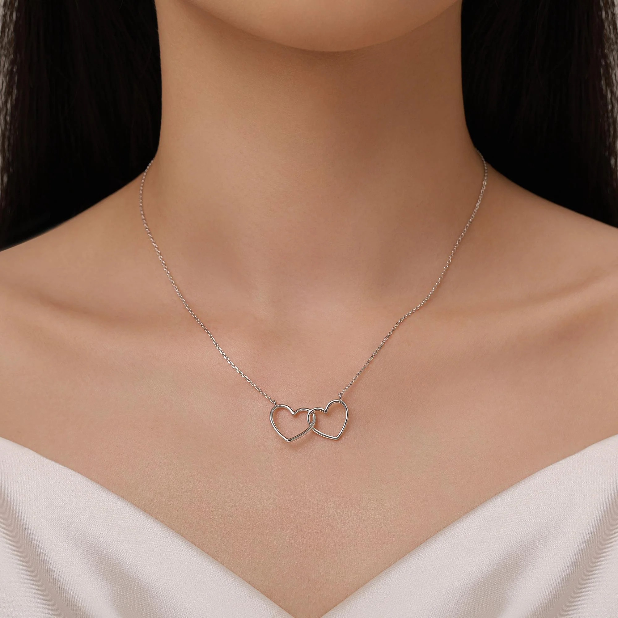Interlocking Heart Charm Necklace