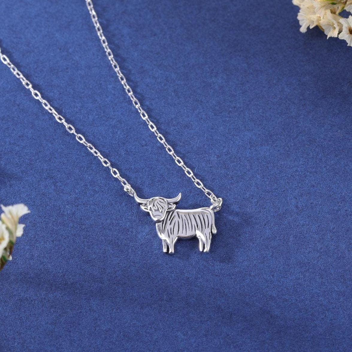 Tiny Highland Cow Charm Necklace