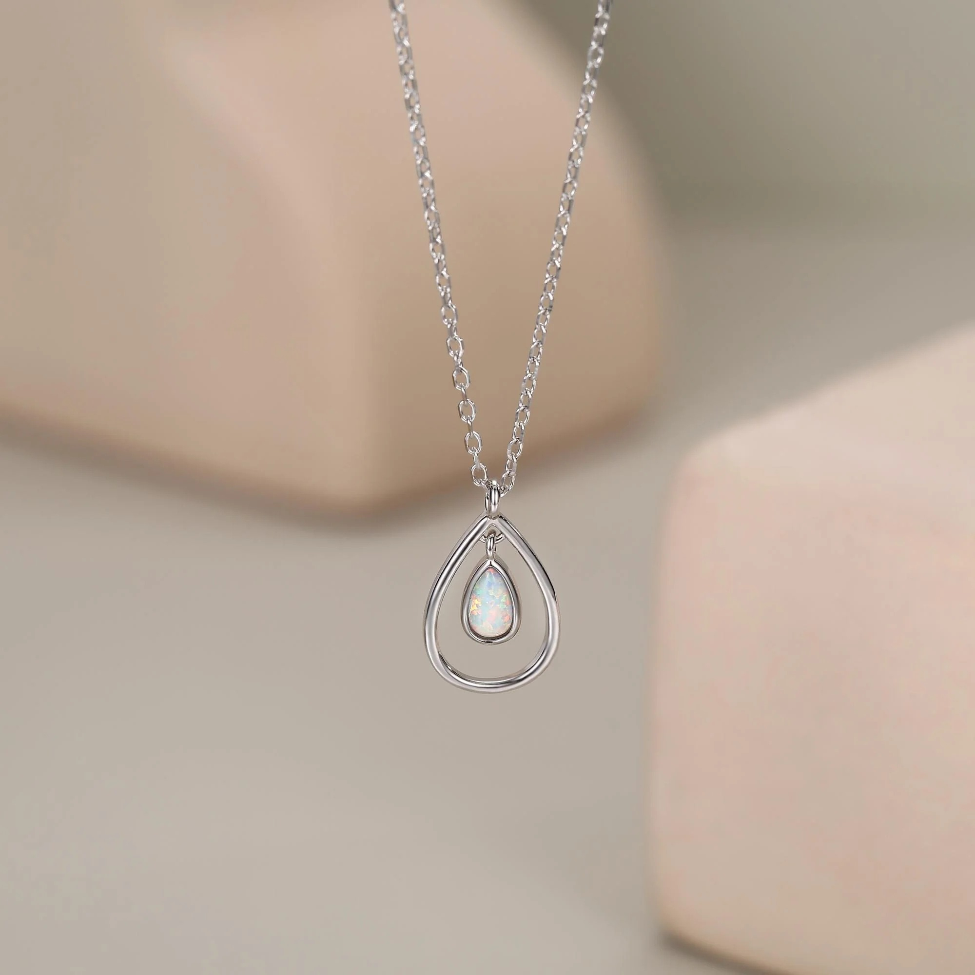 Opal Teardrop Pendant Necklace