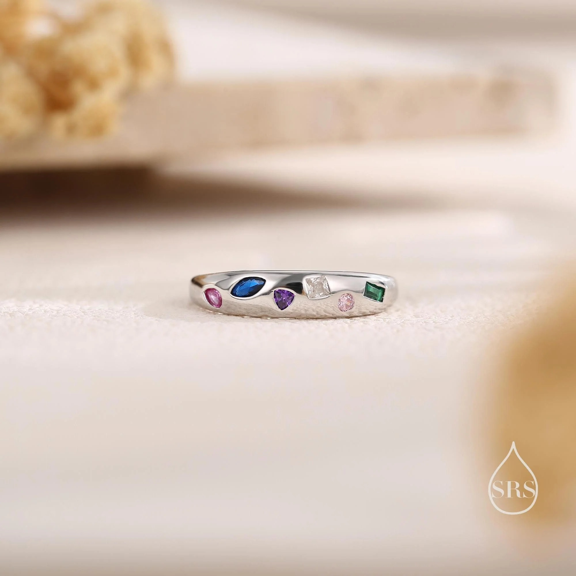 Multicolour Confetti Irregular CZ Stacking Ring