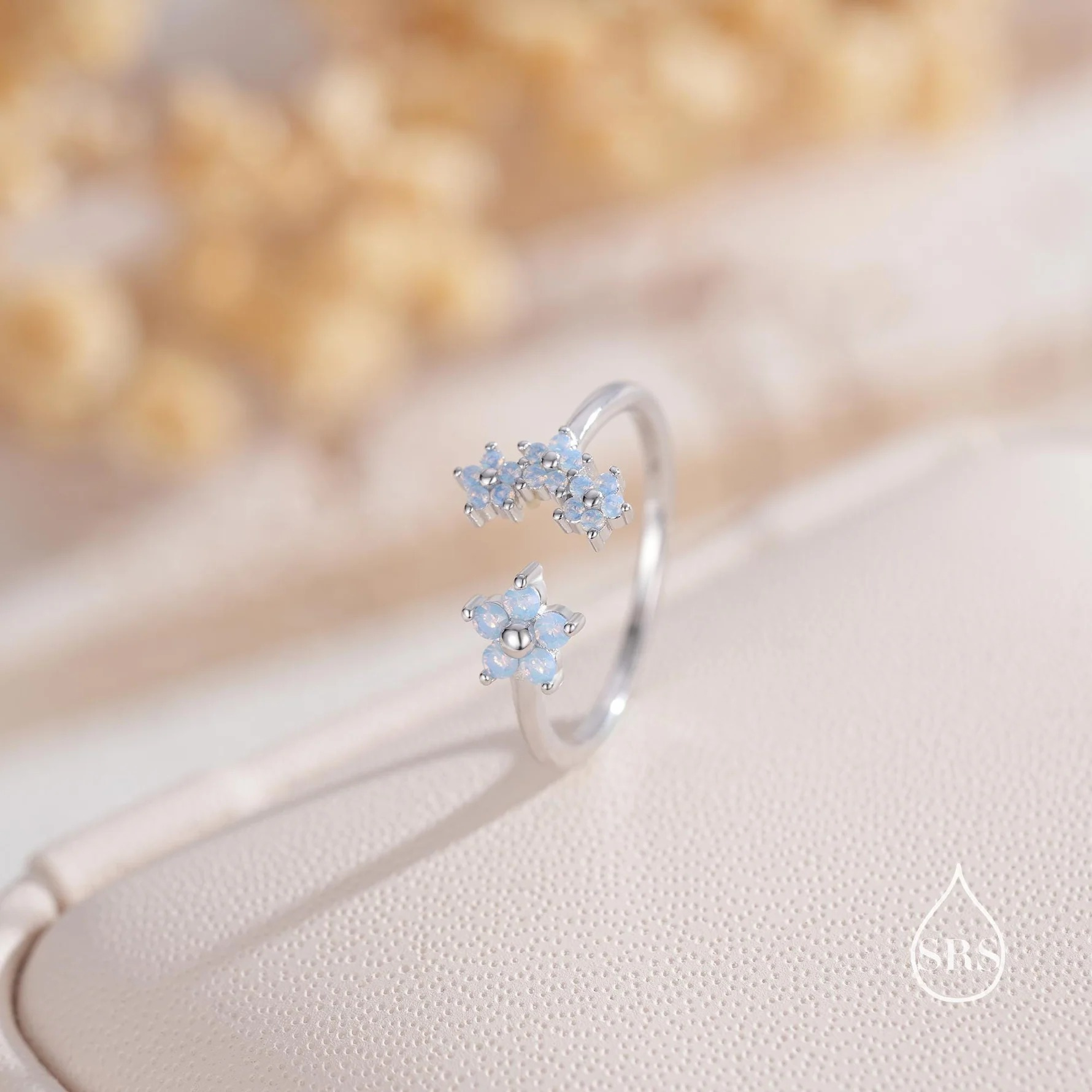 CZ Forget-me-not Flower Bouquet Open Ring - Image 9