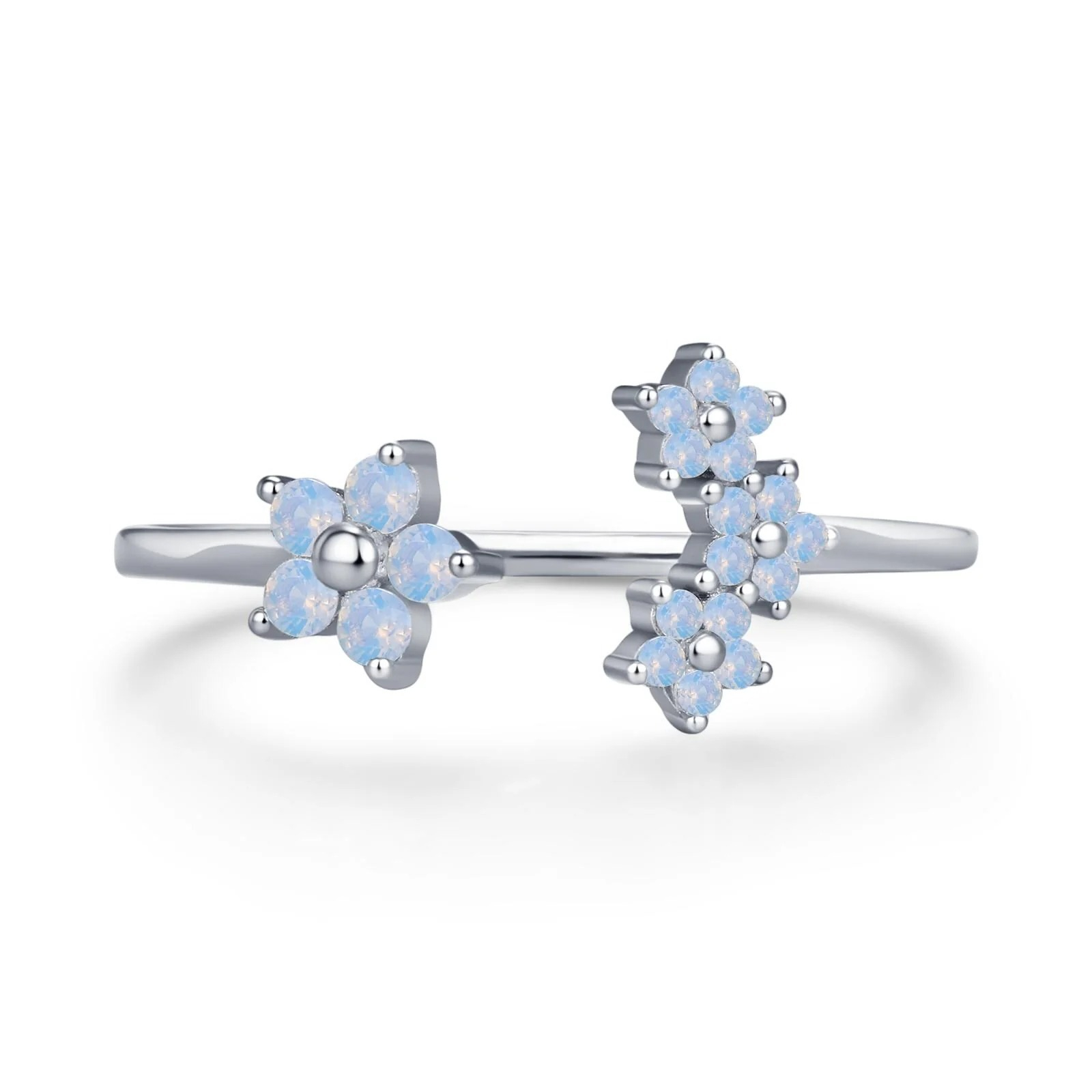 CZ Forget-me-not Flower Bouquet Open Ring - Image 11