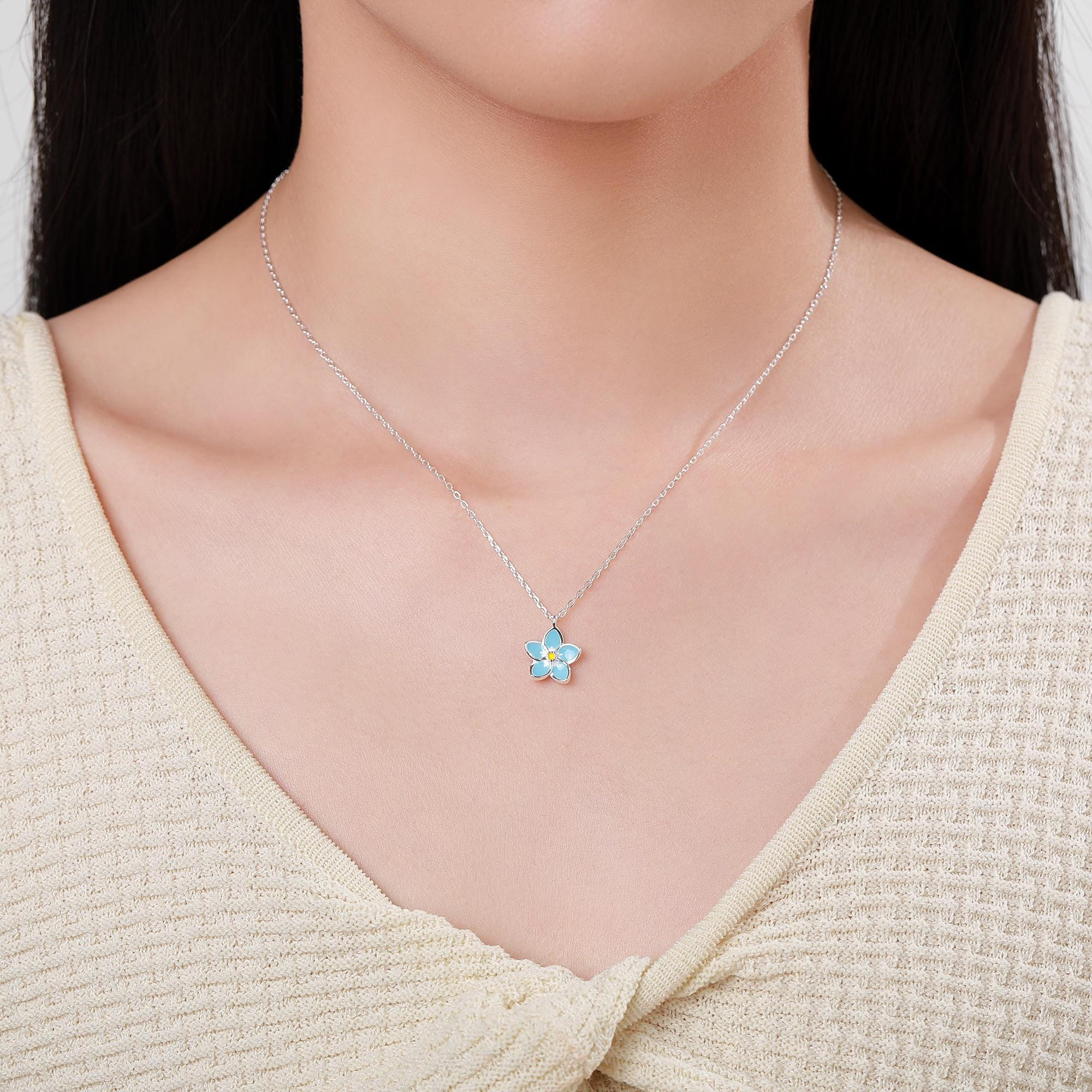 Enamel Flower Pendant Necklace