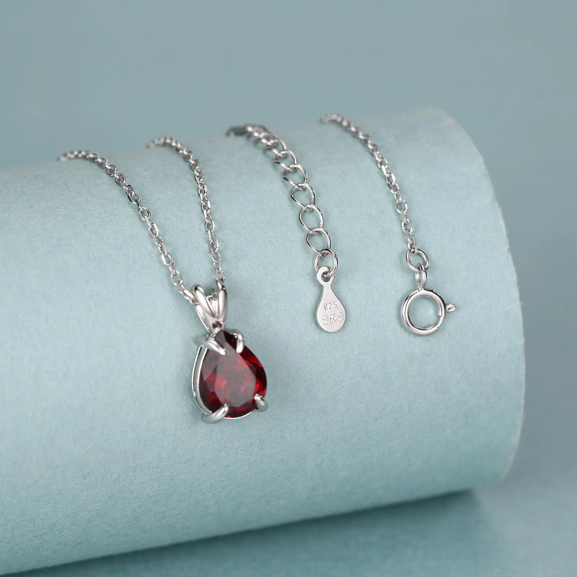 Garnet Teardrop Pendant Necklace - Image 5