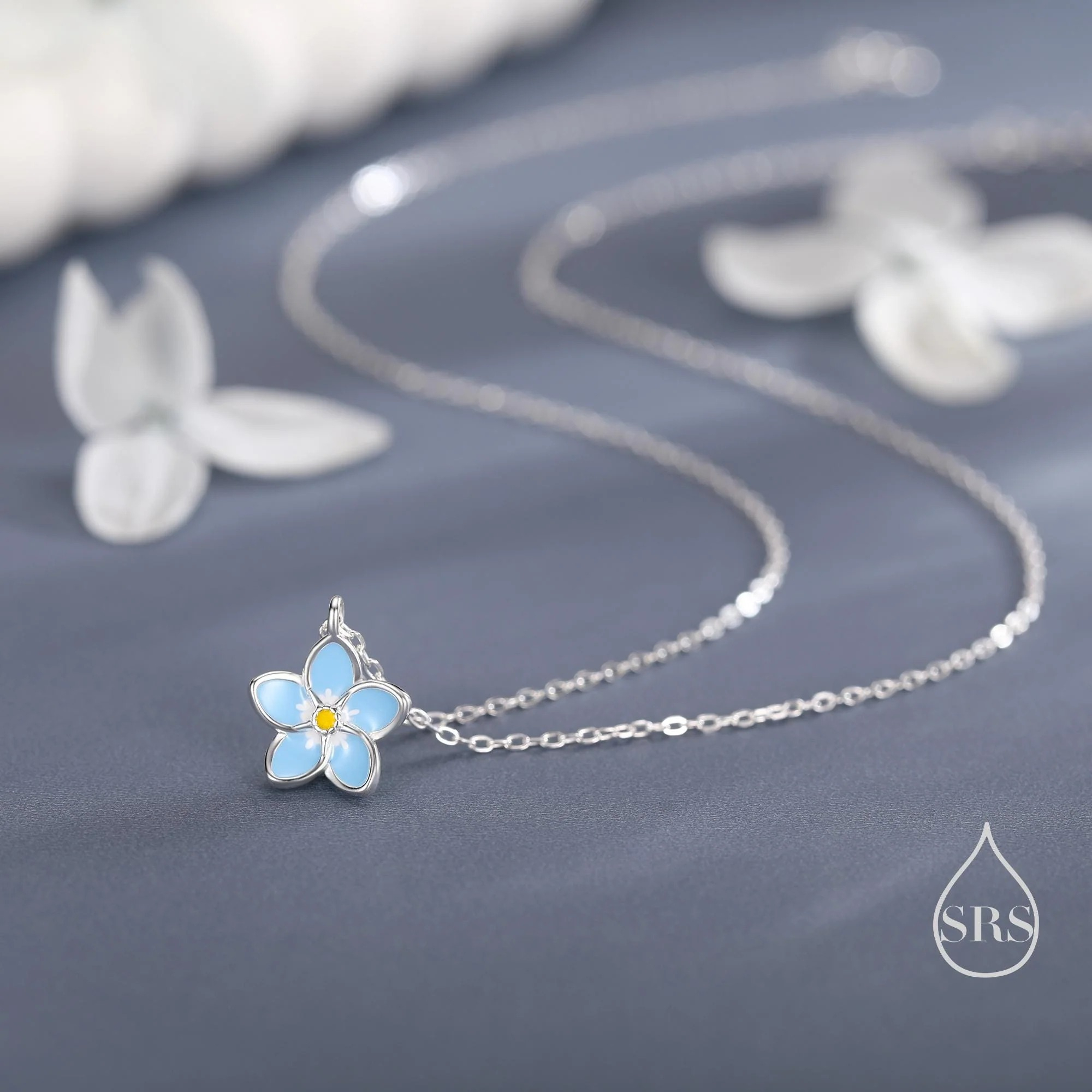 Enamel Flower Pendant Necklace - Image 3