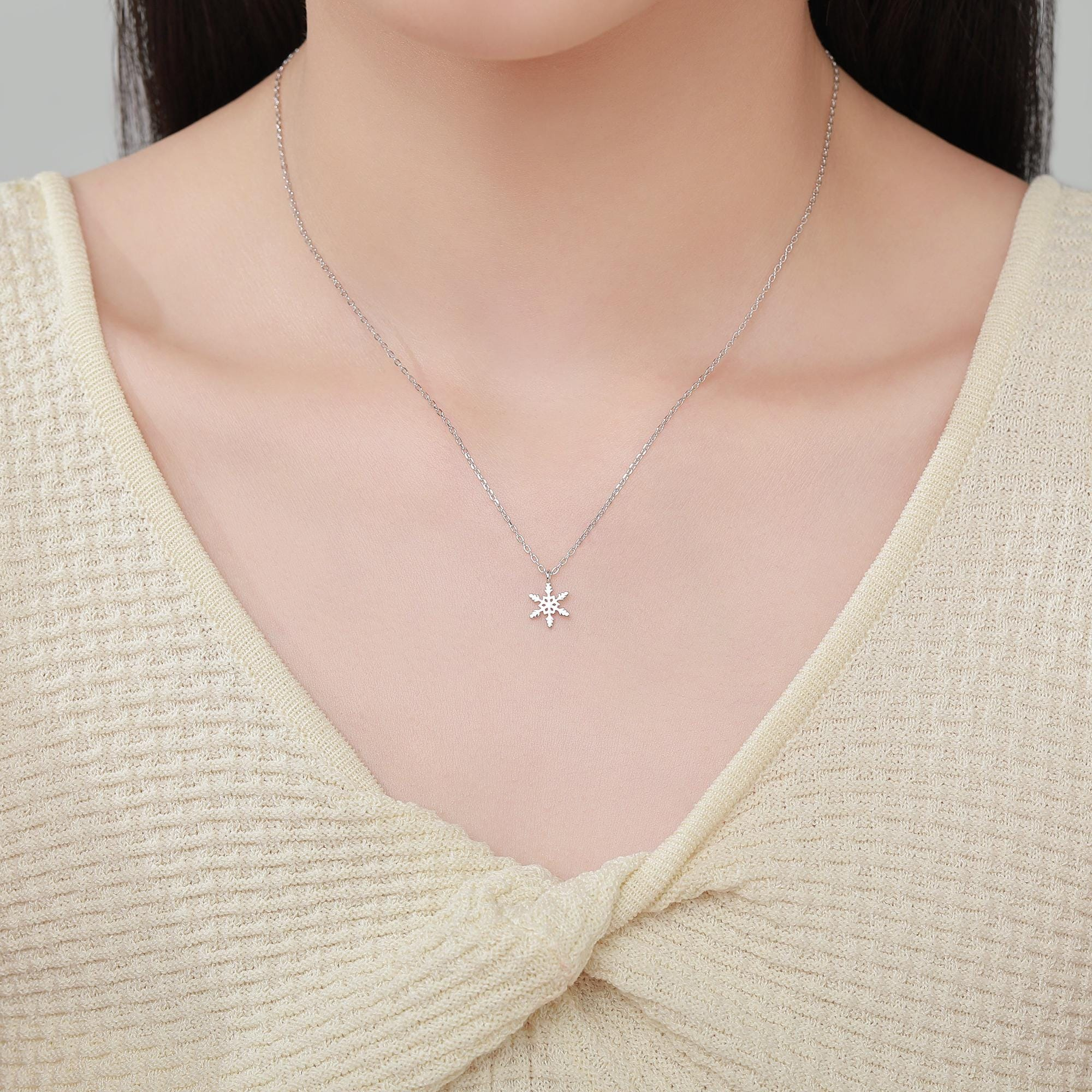 Tiny Snowflake Pendant Necklace