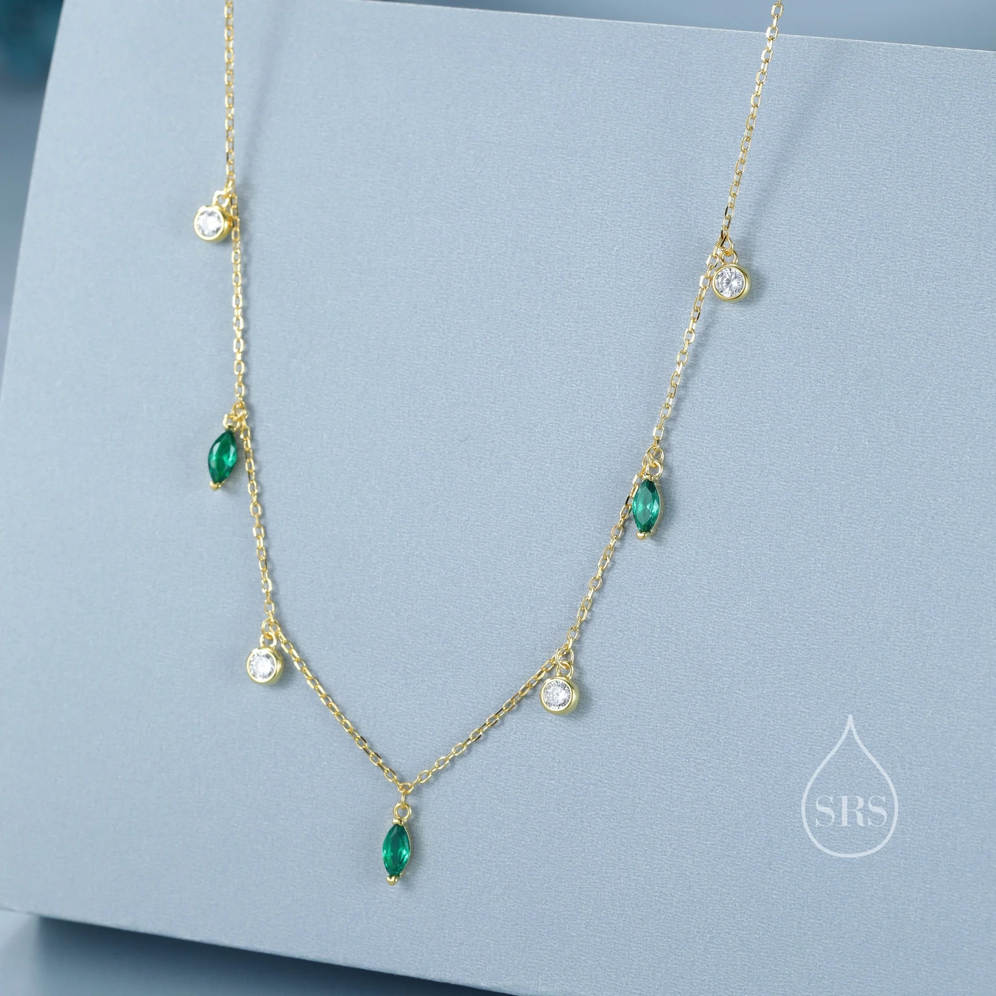 Emerald Green CZ Satellite Chain Necklace - Image 5