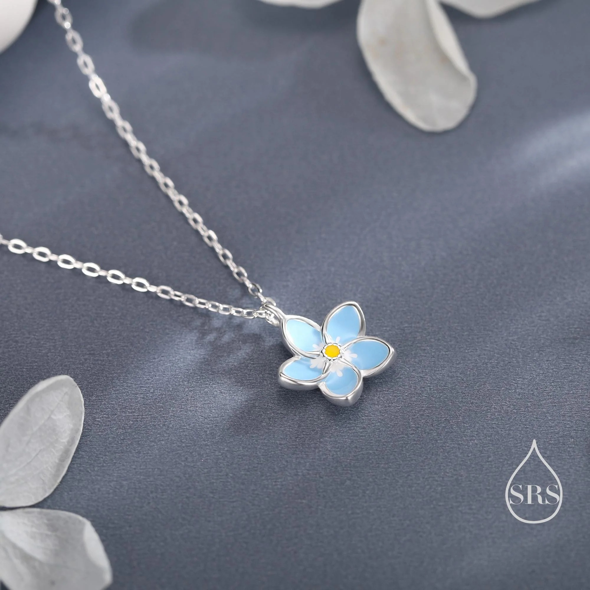 Enamel Flower Pendant Necklace - Image 4