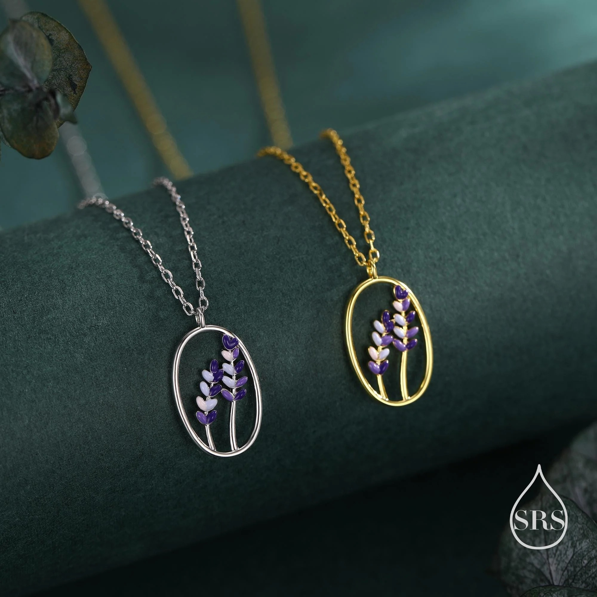 Enamel Lavender Pendant Necklace - Image 4