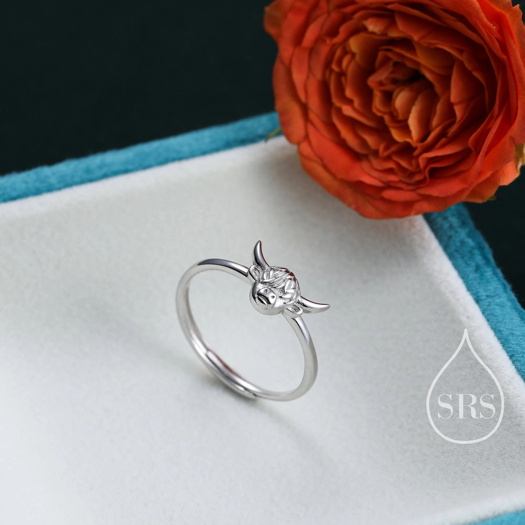 Scottish Design Highland Cow Motif Ring