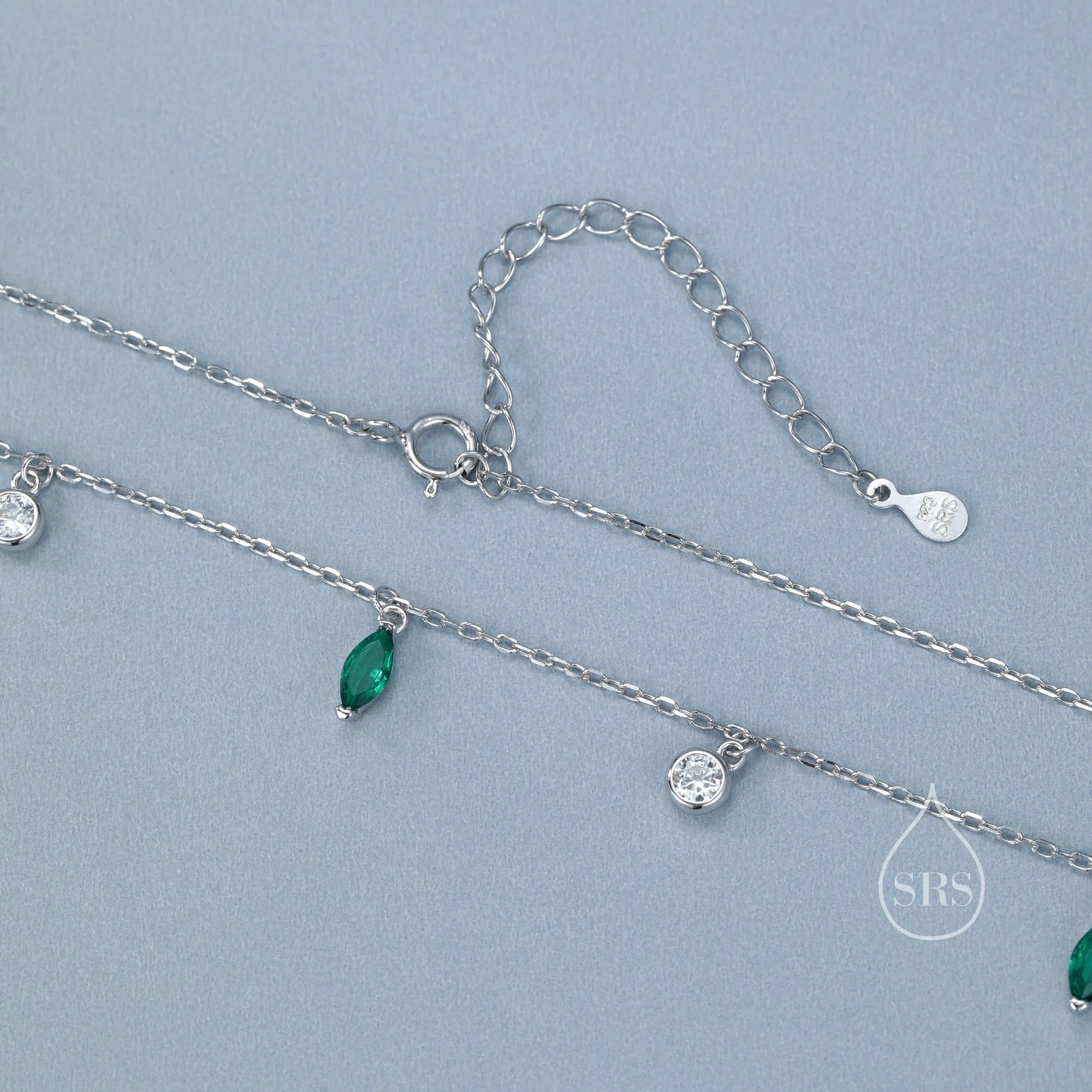Emerald Green CZ Satellite Chain Necklace - Image 7