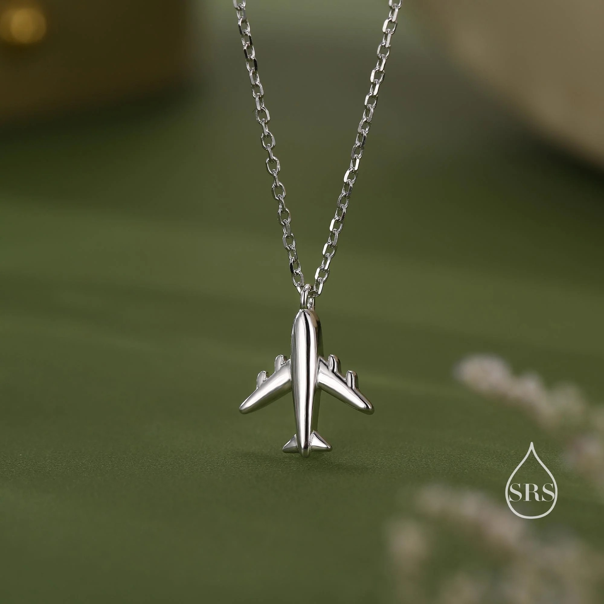 Tiny Plane Pendant Necklace