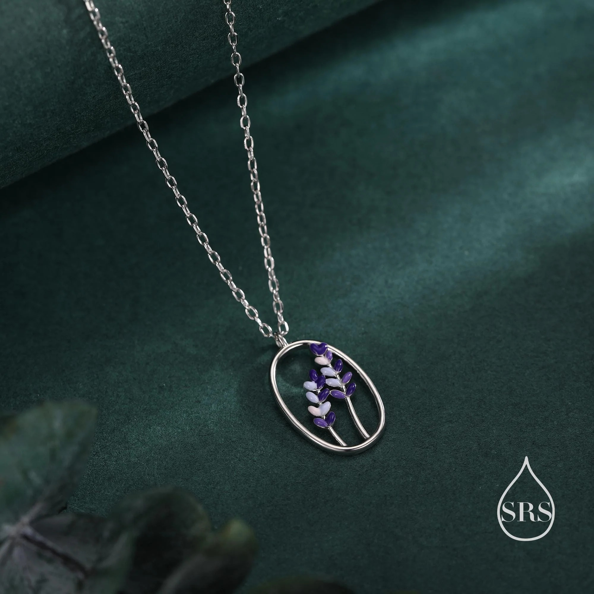 Enamel Lavender Pendant Necklace - Image 5