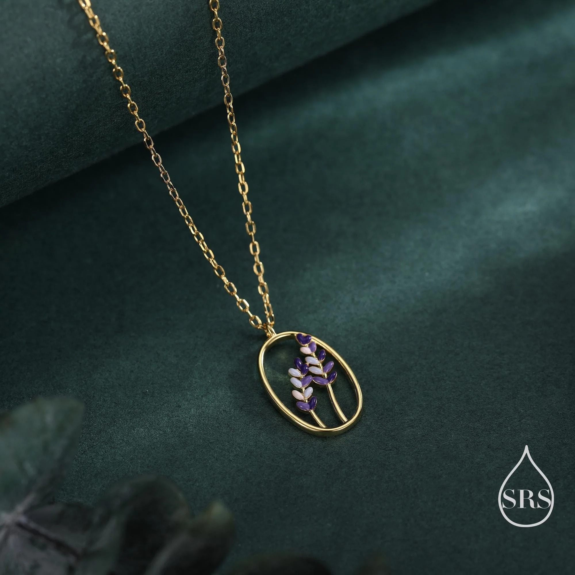 Enamel Lavender Pendant Necklace - Image 6