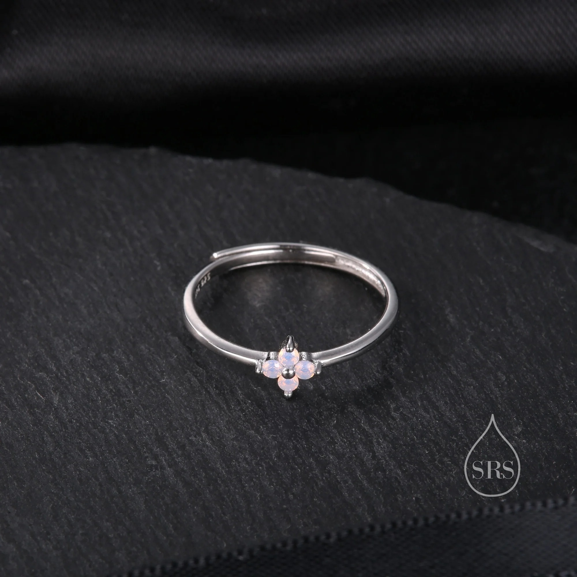 Pink CZ Hydrangea Flower Adjustable Gemstone Ring - Image 6