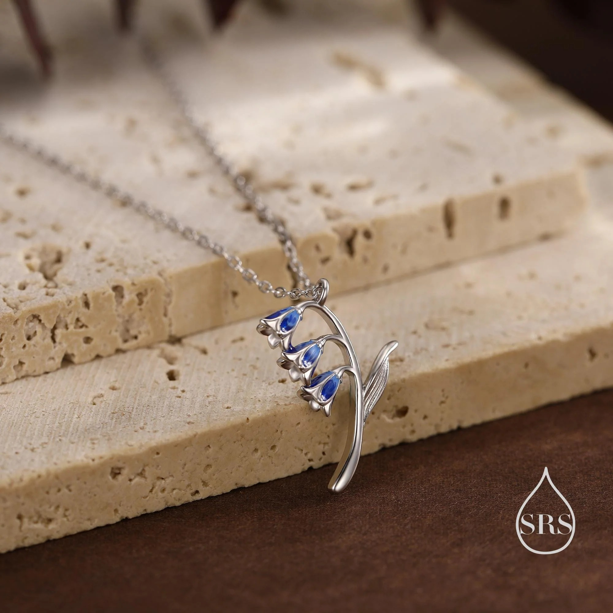 Enamel Bluebell Stem Pendant Necklace - Image 3