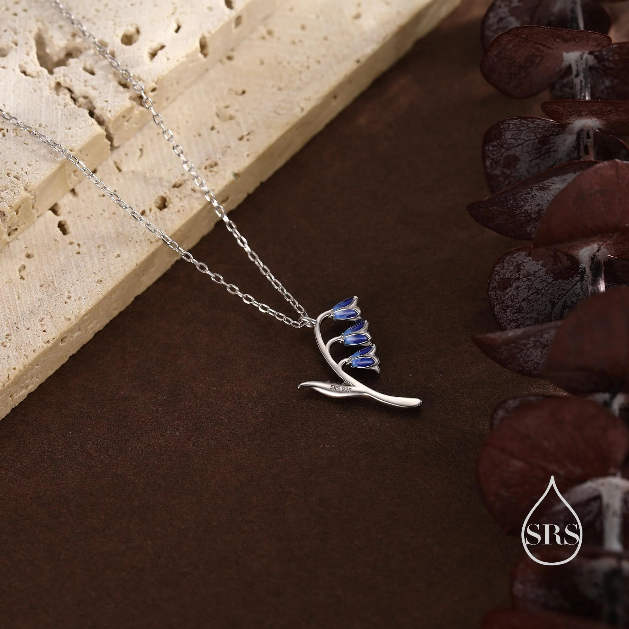 Enamel Bluebell Stem Pendant Necklace - Image 4