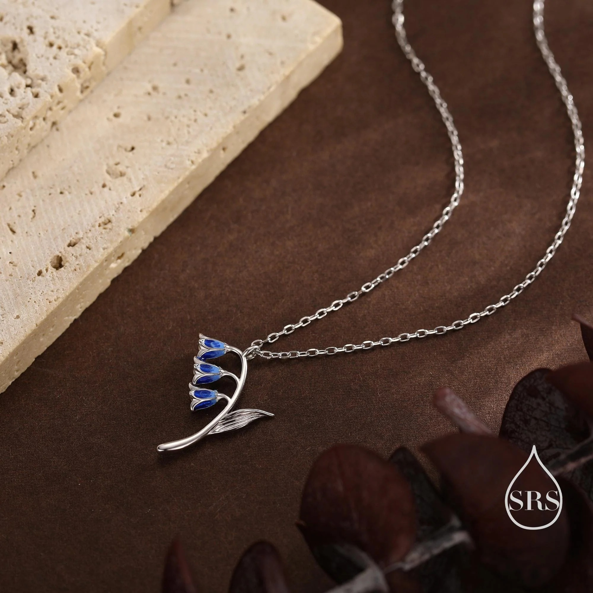 Enamel Bluebell Stem Pendant Necklace - Image 5