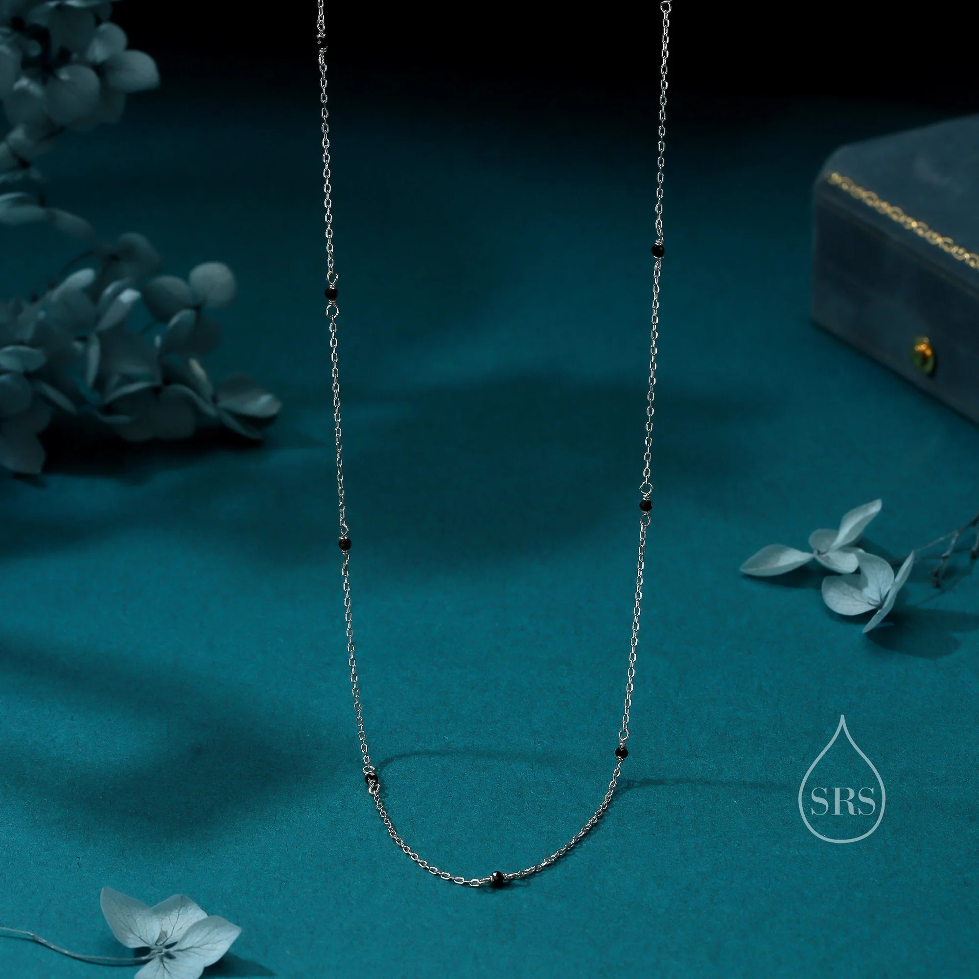 Vue alternative de 2mm Black Spinel Beaded Satellite Chain Necklace