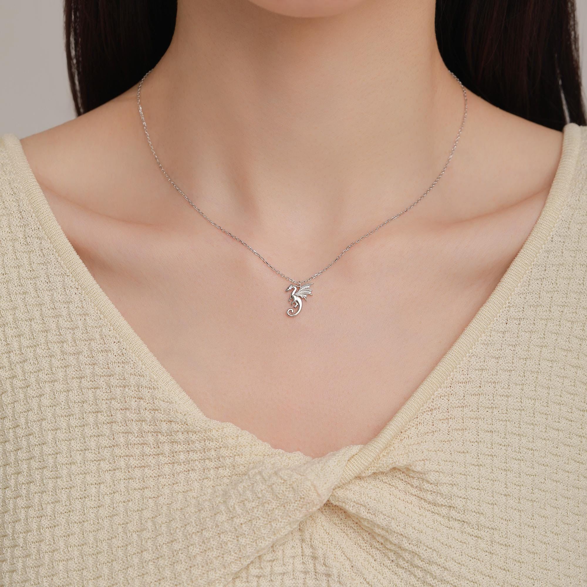 Winged Dragon Pendant Necklace