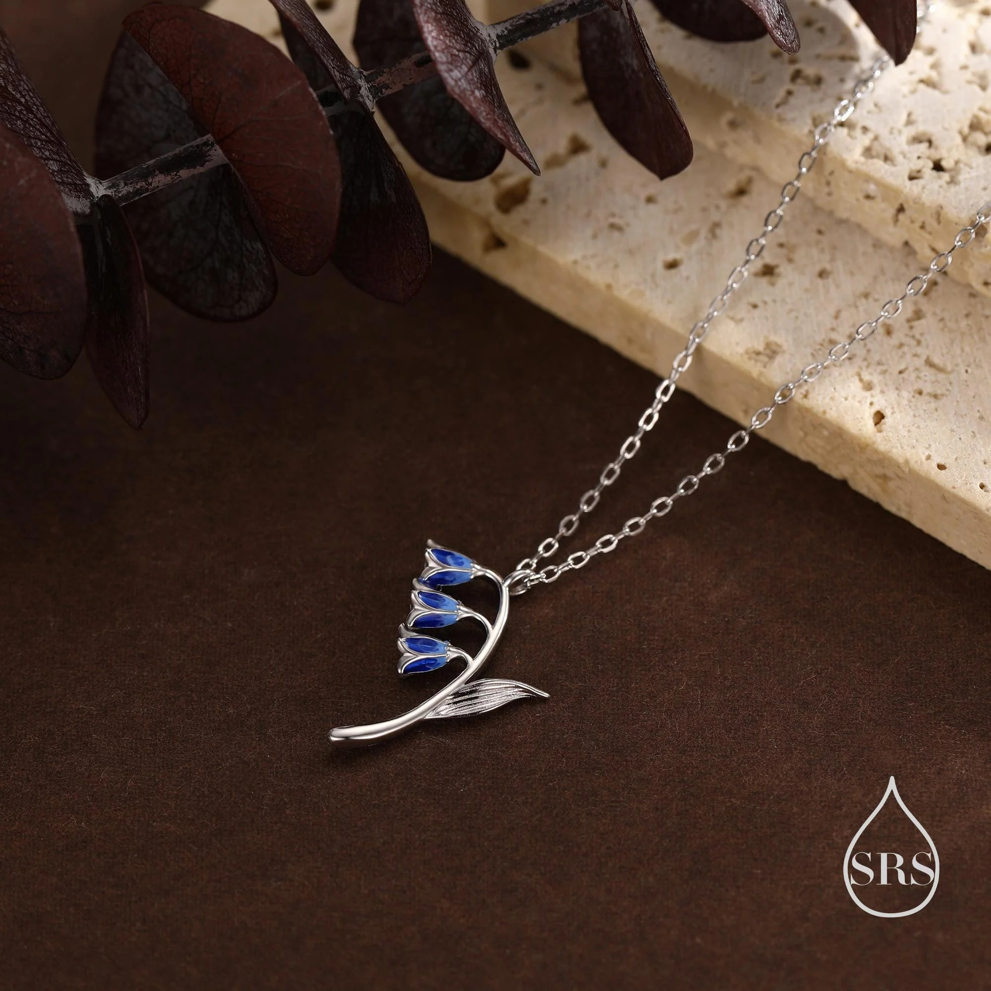 Enamel Bluebell Stem Pendant Necklace - Image 6