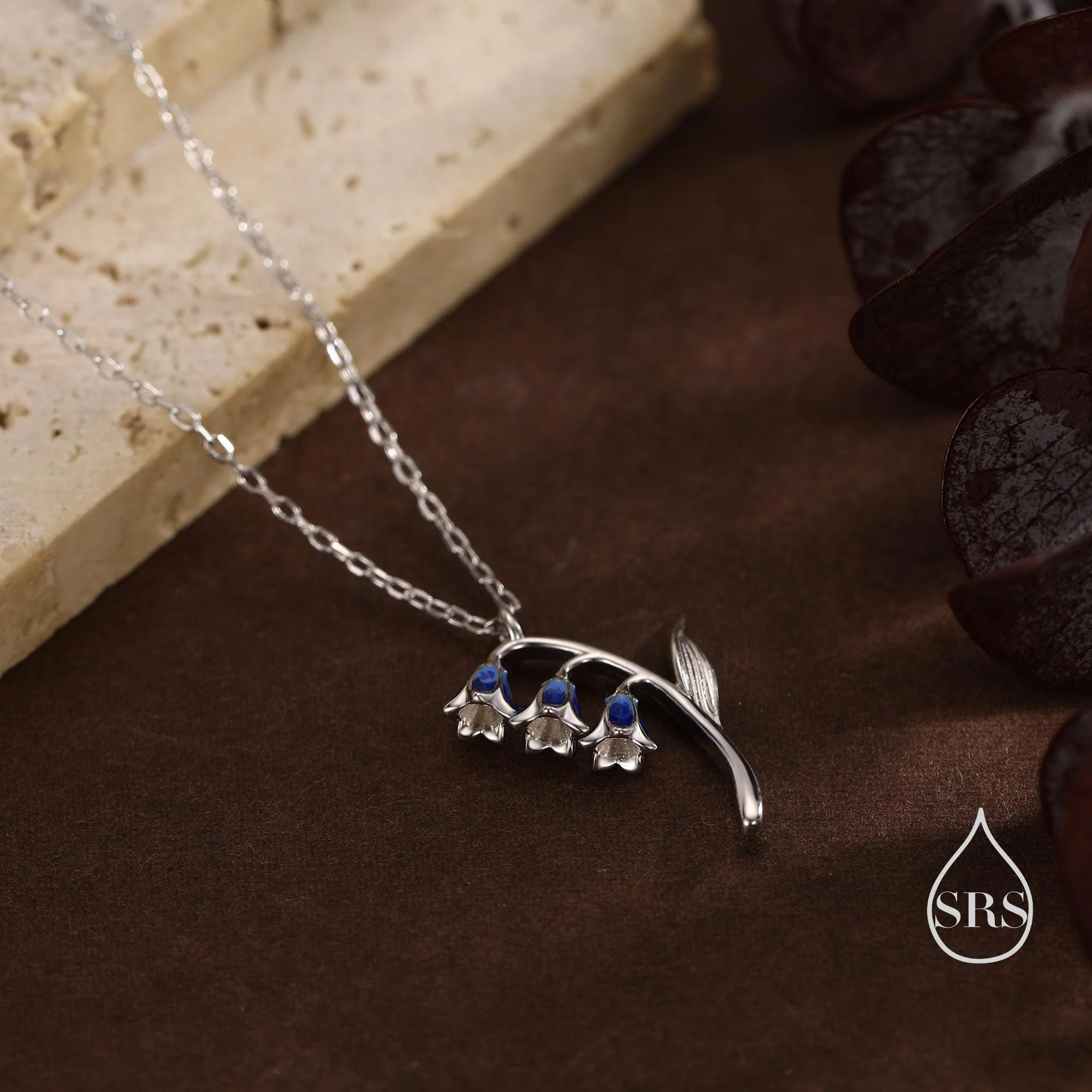 Enamel Bluebell Stem Pendant Necklace - Image 7