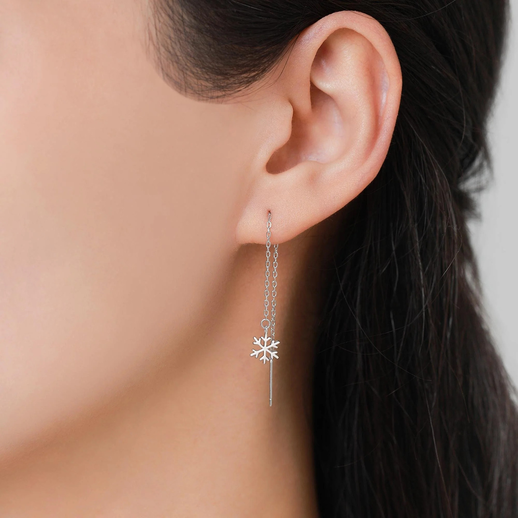 Snowflake Threader Earrings