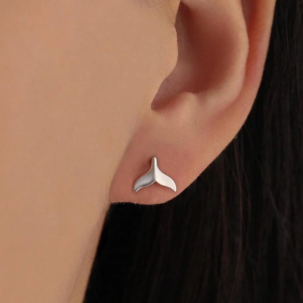 Whale Tail Stud Earrings