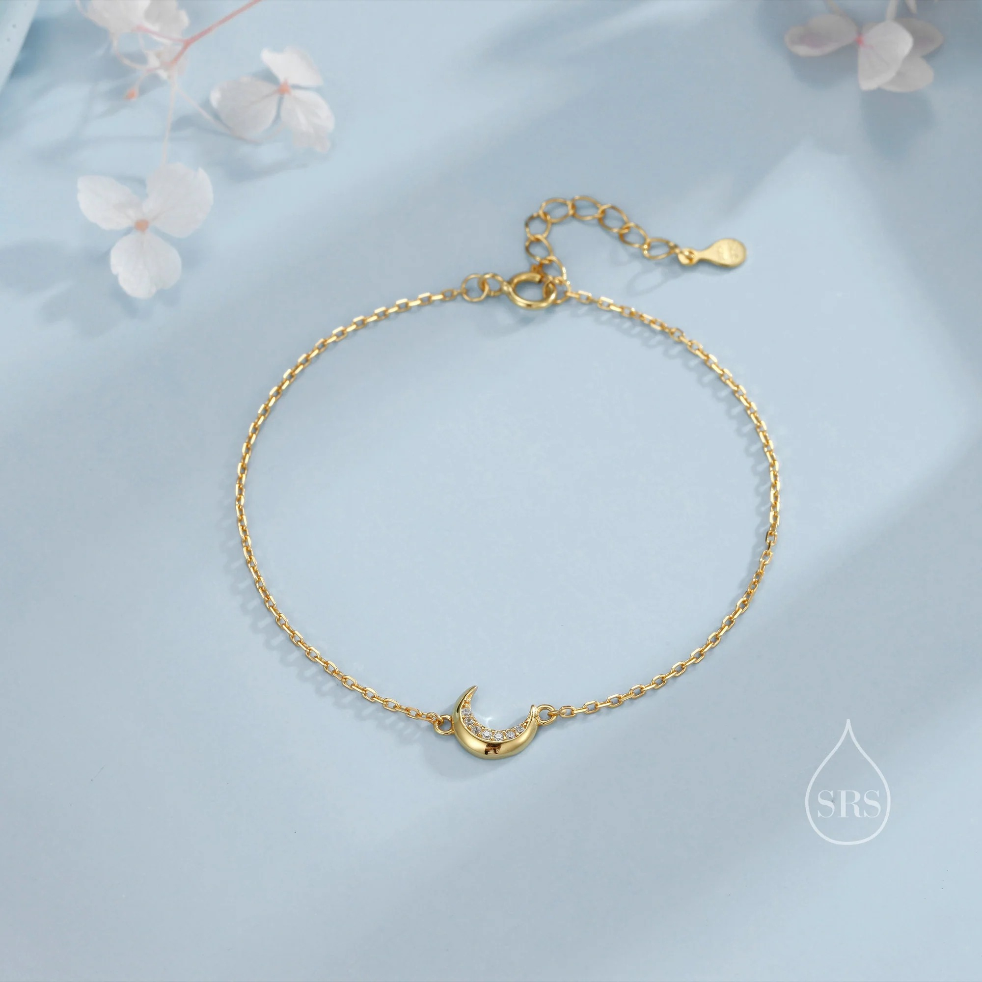 CZ Crescent Moon Charm Bracelet - Image 5