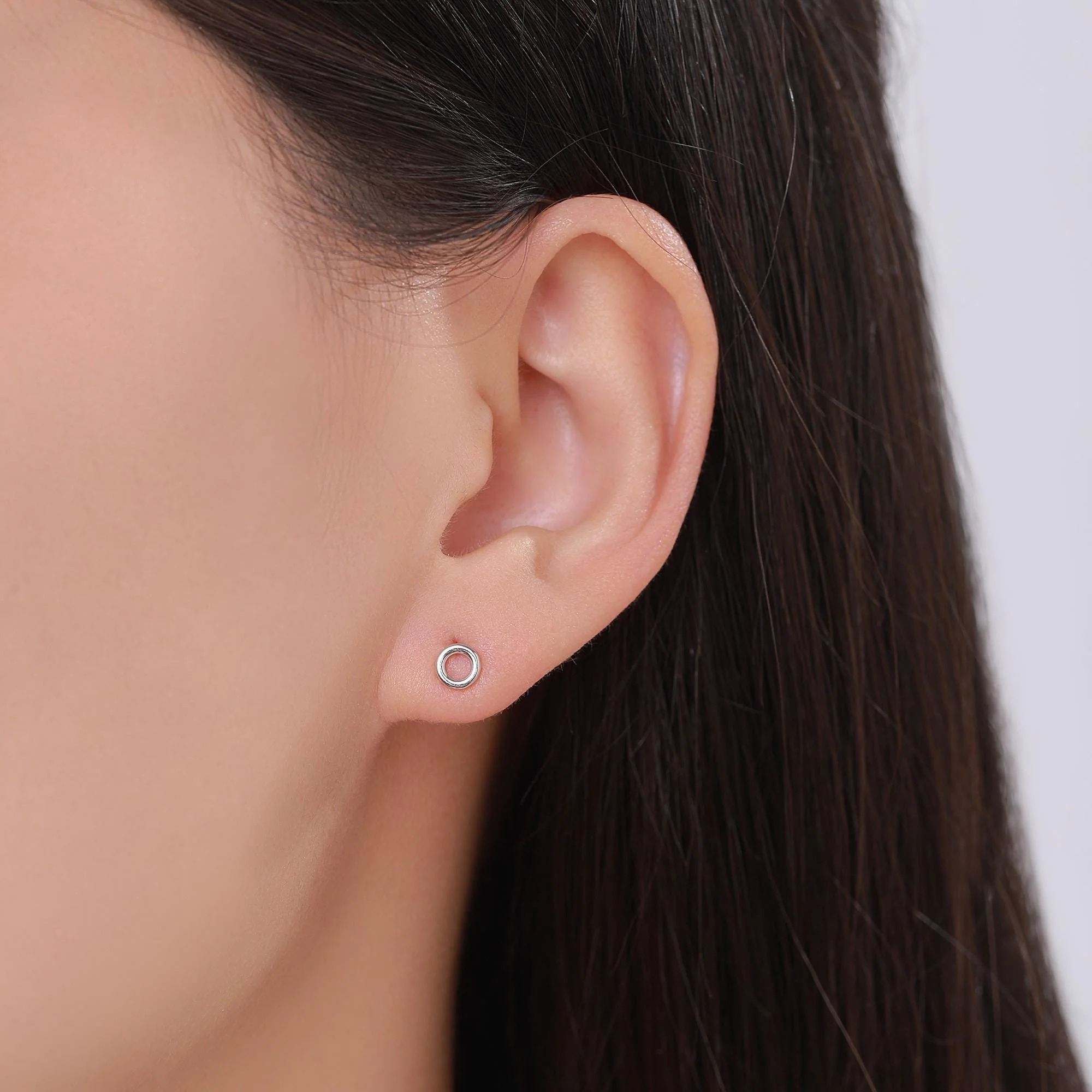 Tiny Open Circle Stud Earrings