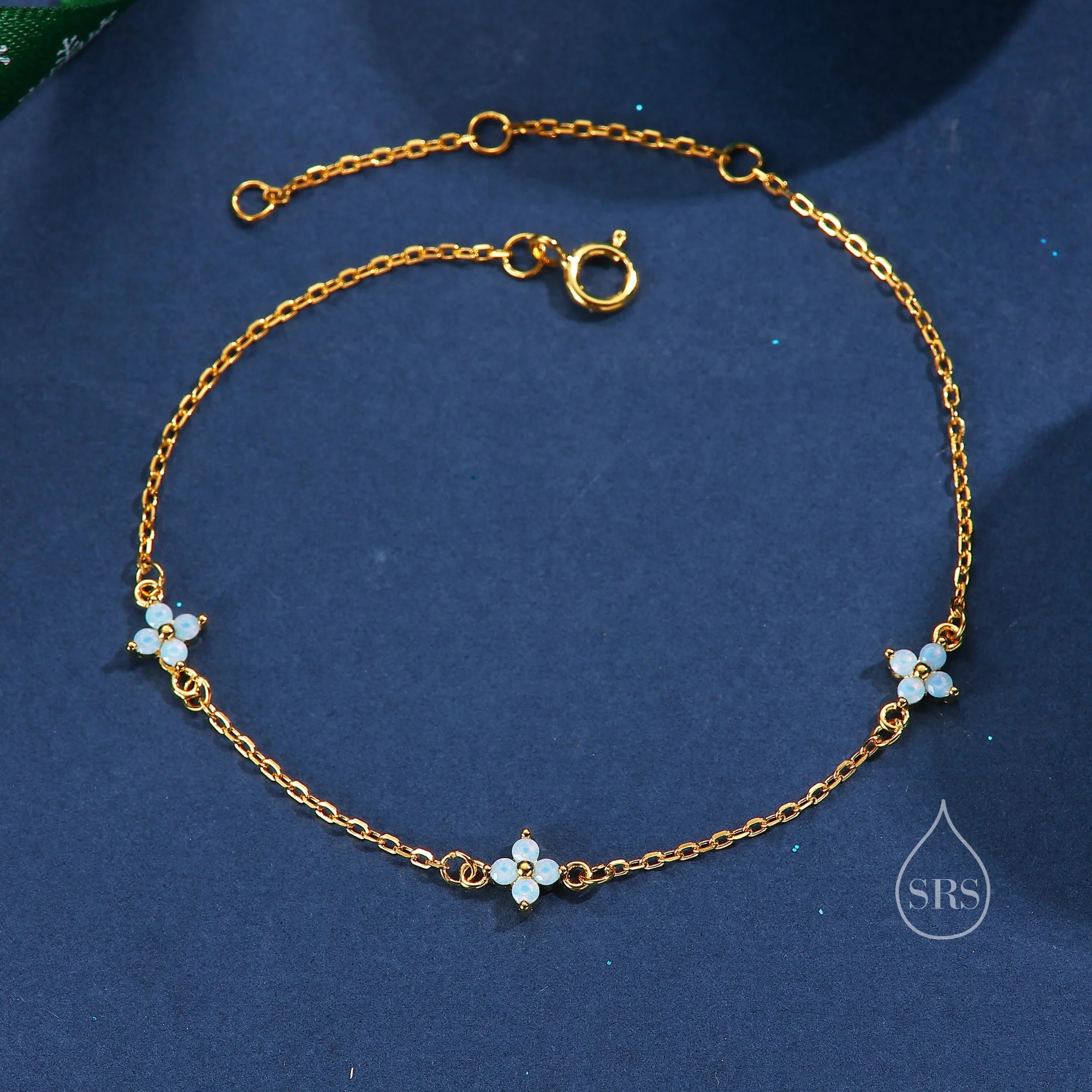 CZ Hydrangea Flower Trio Charm Bracelet - Image 8