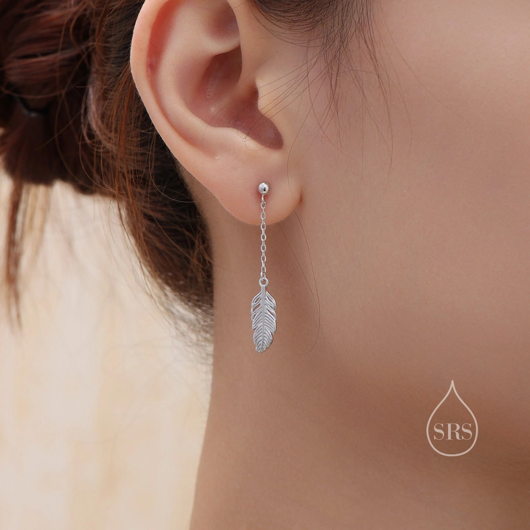 Delicate Feather Drop Earrings