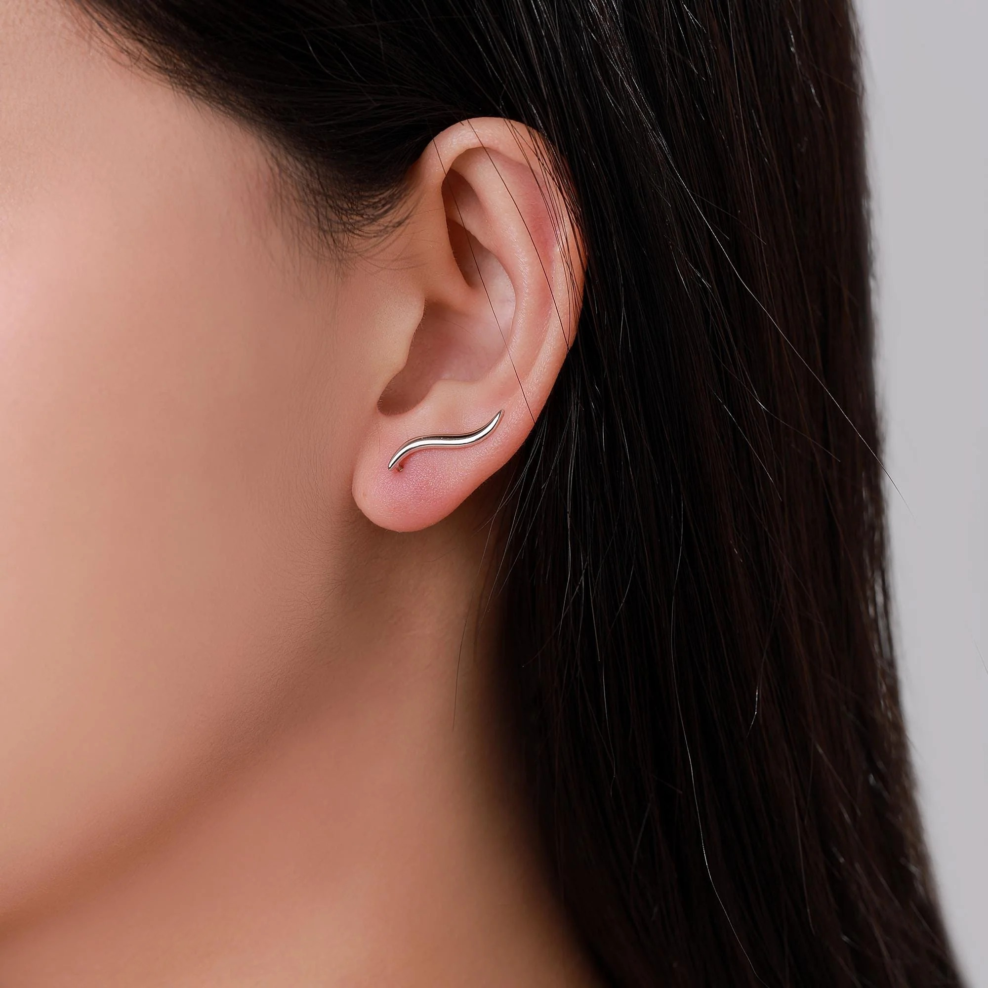 Minimalist Wave Crawler Earrings - Image 3