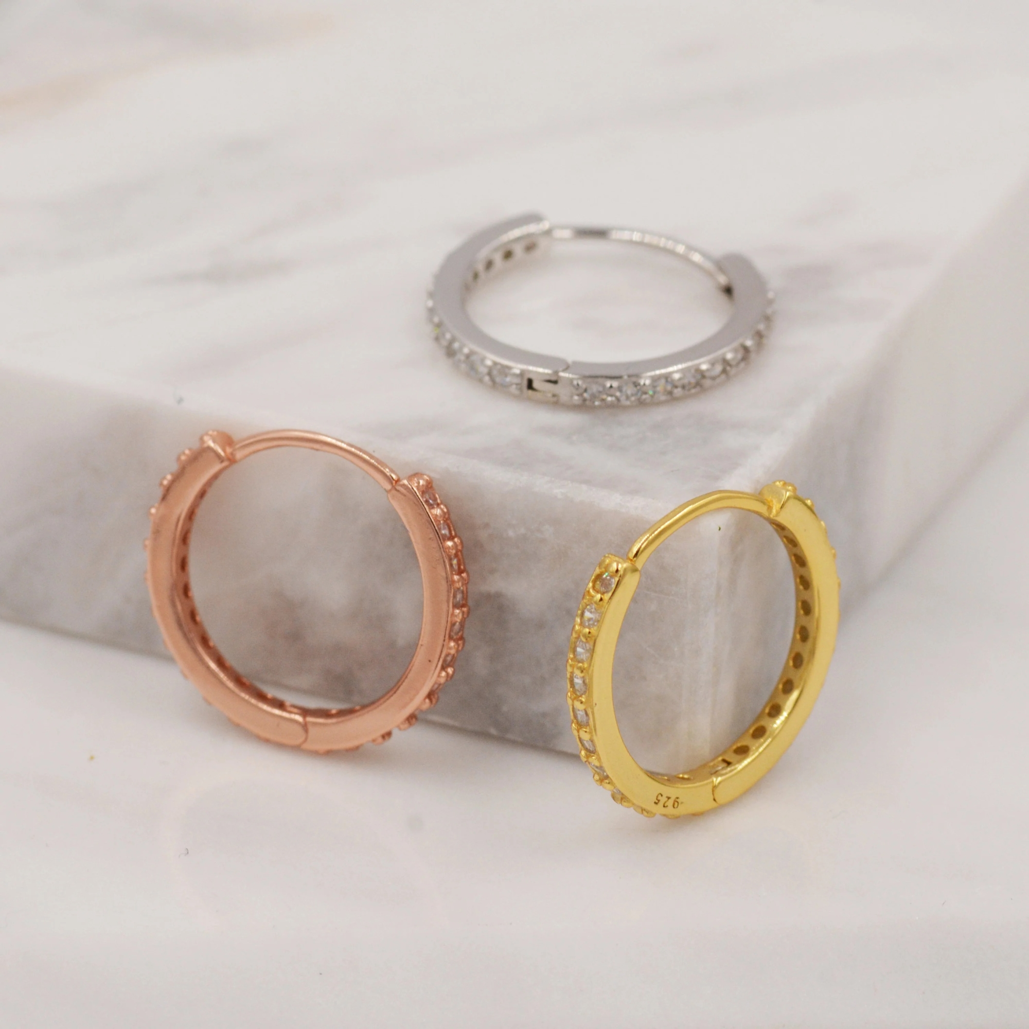 Minimalist CZ Huggie Hoops