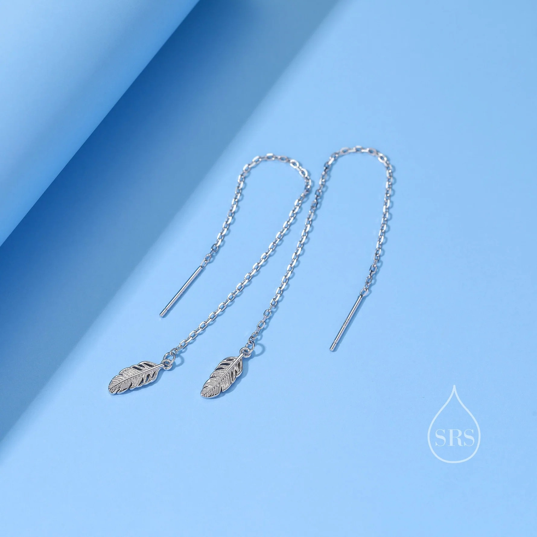 Tiny Feather Threader Earrings - Image 4