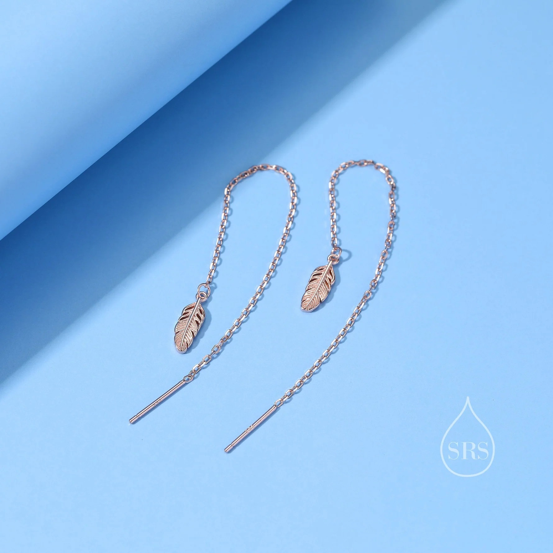 Tiny Feather Threader Earrings - Image 5