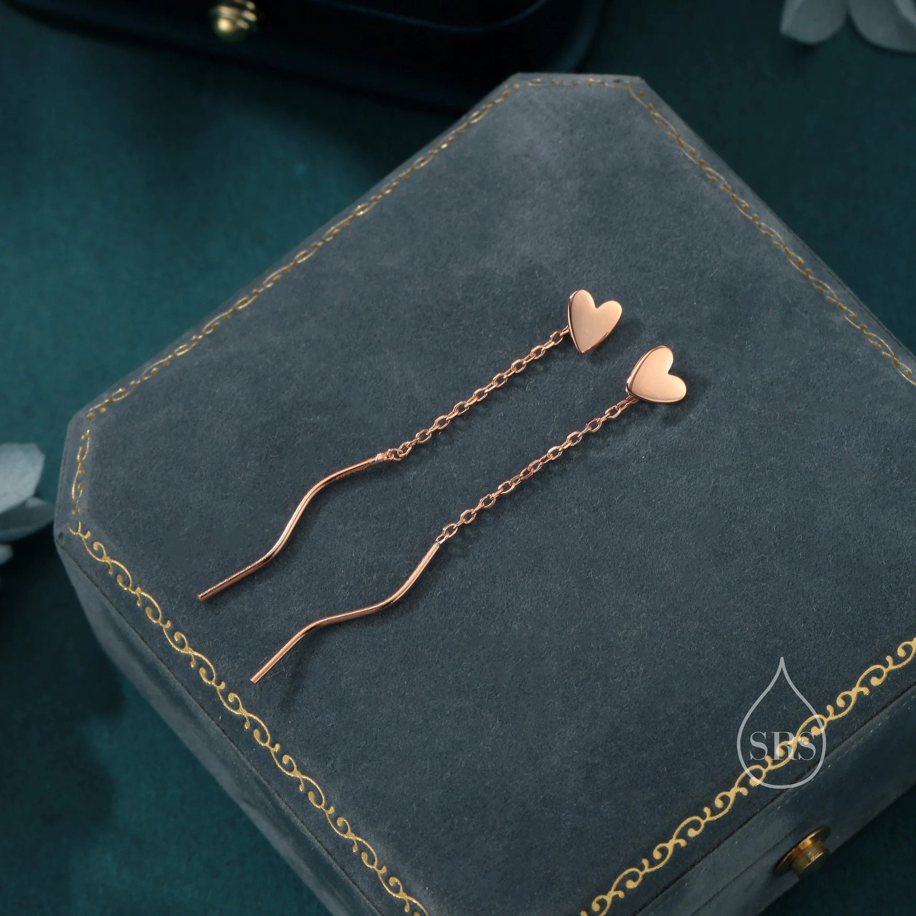Delicate Heart Threader Earrings - Image 4