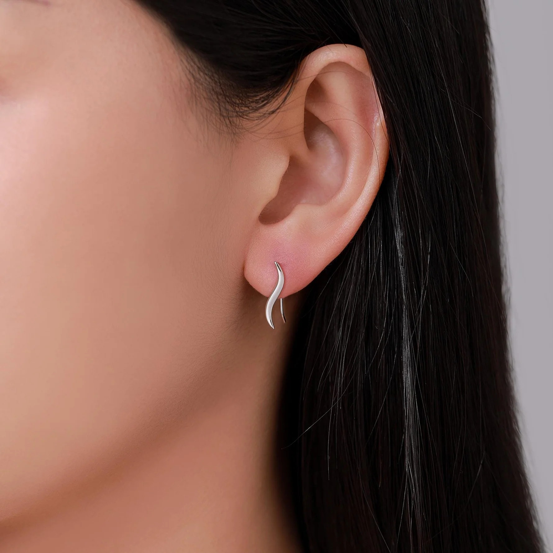 Minimalist Wave Crawler Earrings
