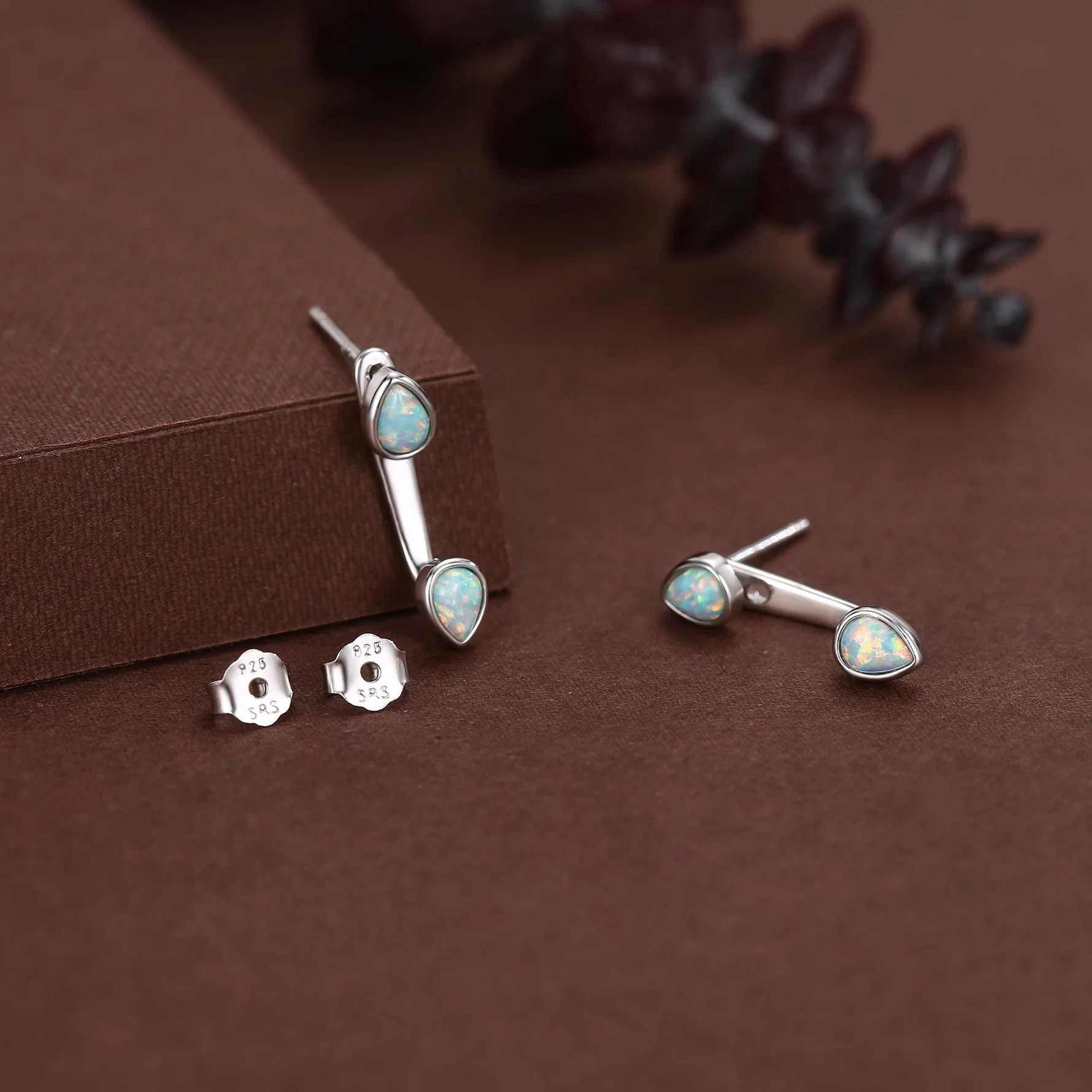 Aqua Green Opal Droplet Ear Jacket - Image 3