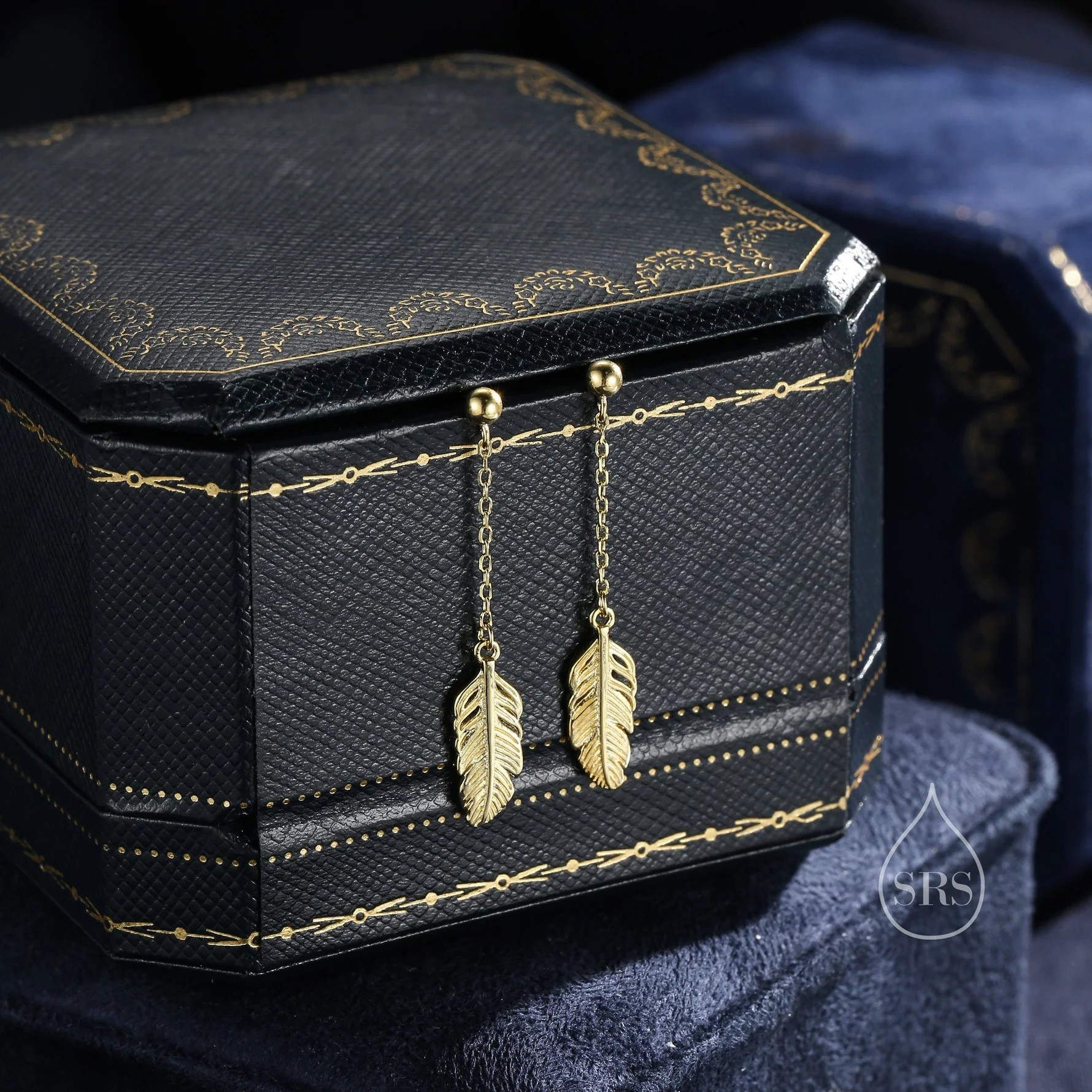 Delicate Feather Drop Earrings - Image 5