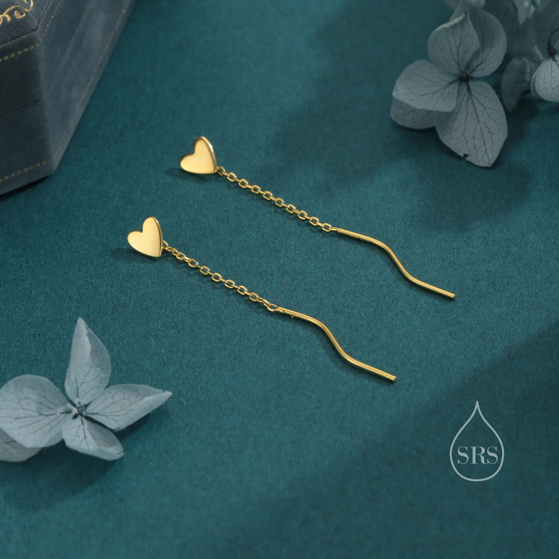 Delicate Heart Threader Earrings - Image 5