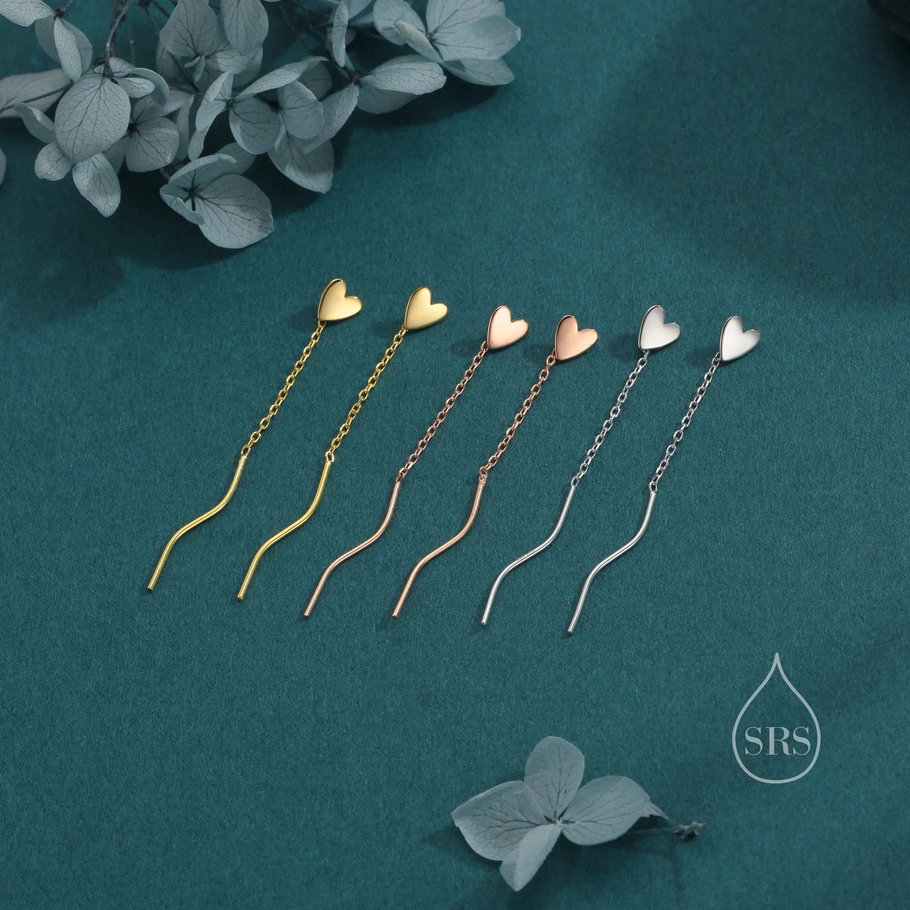 Delicate Heart Threader Earrings - Image 6