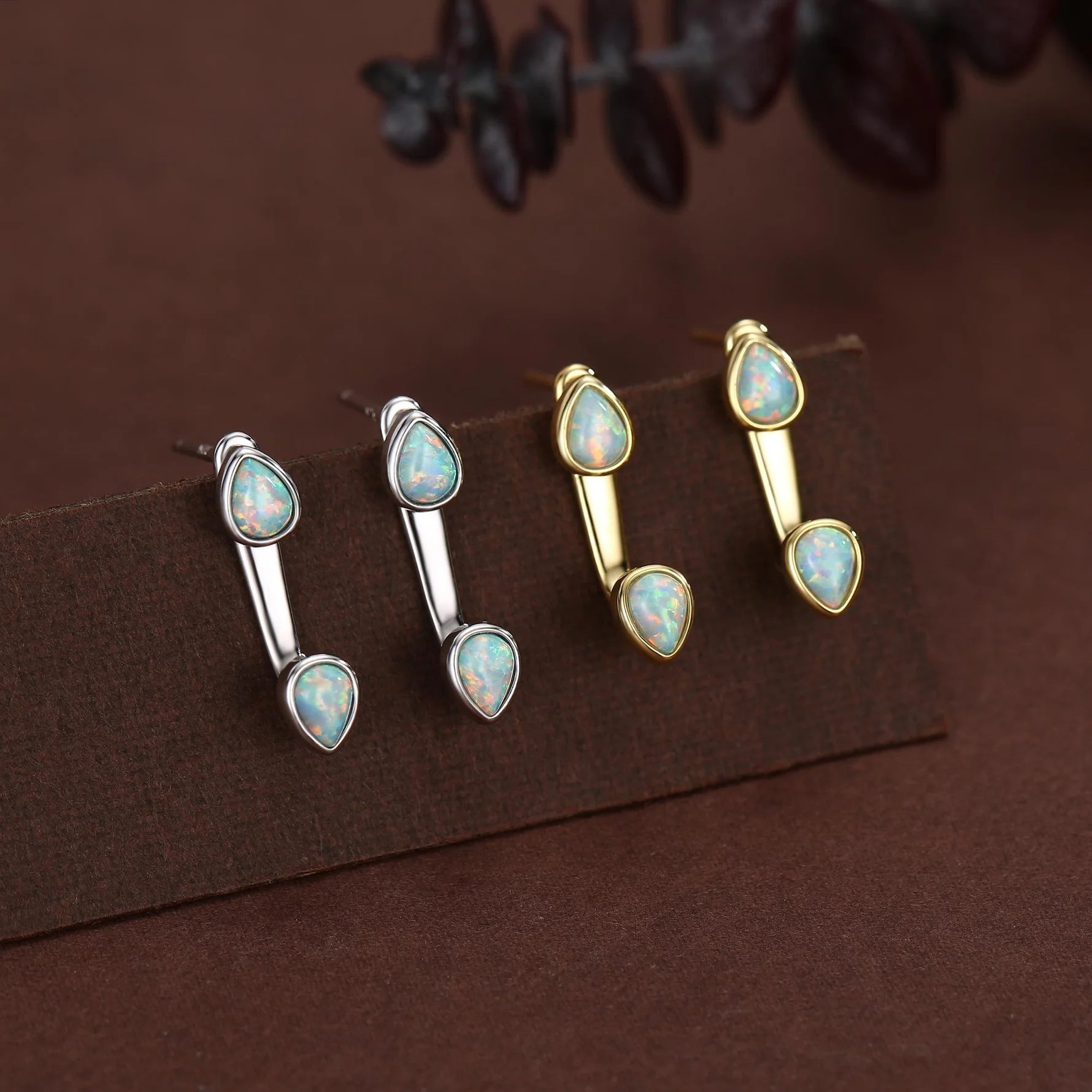 Aqua Green Opal Droplet Ear Jacket - Image 5